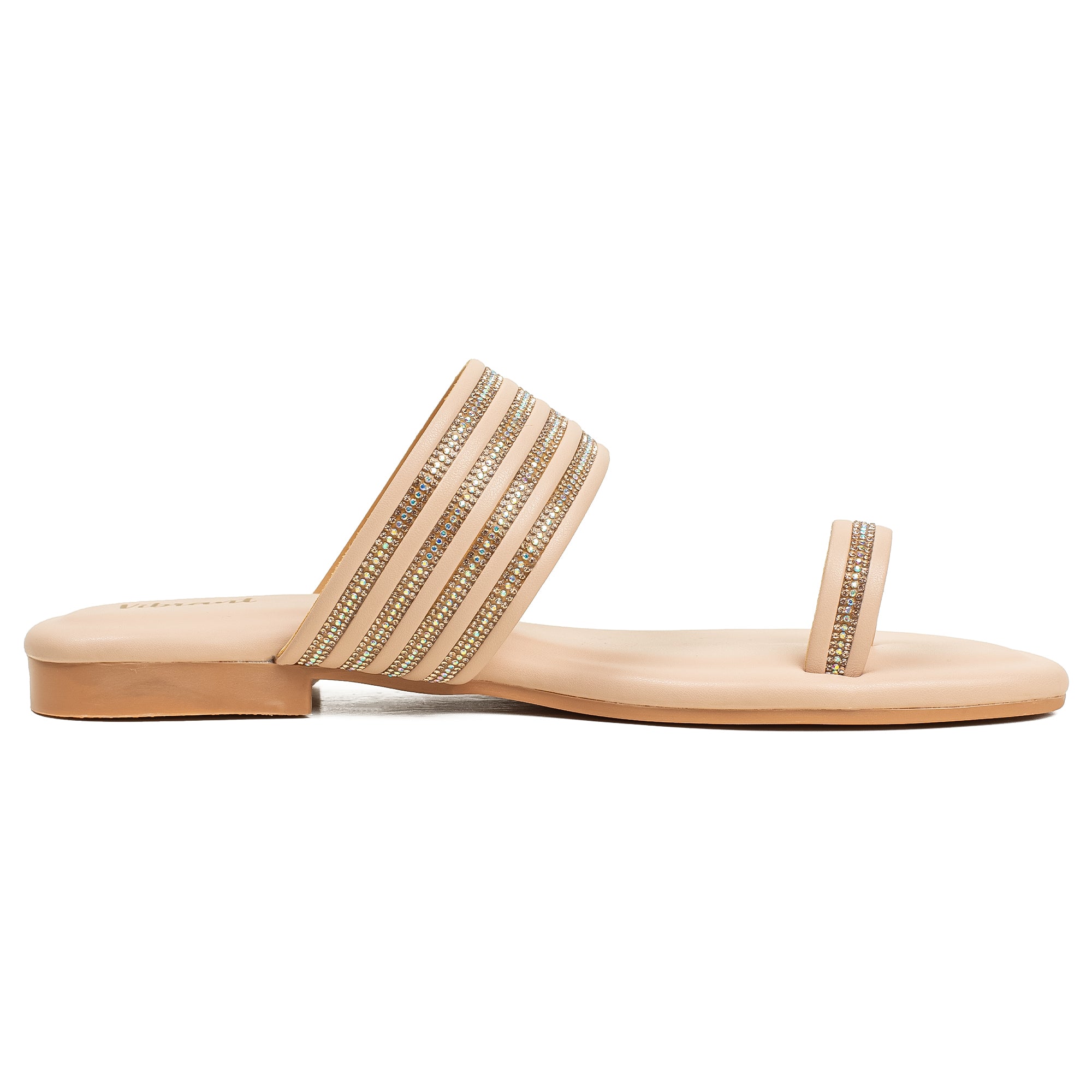 Vibrant Women's Beige Flat Sandals – Stylish PU Leather - Vibrantbd.com