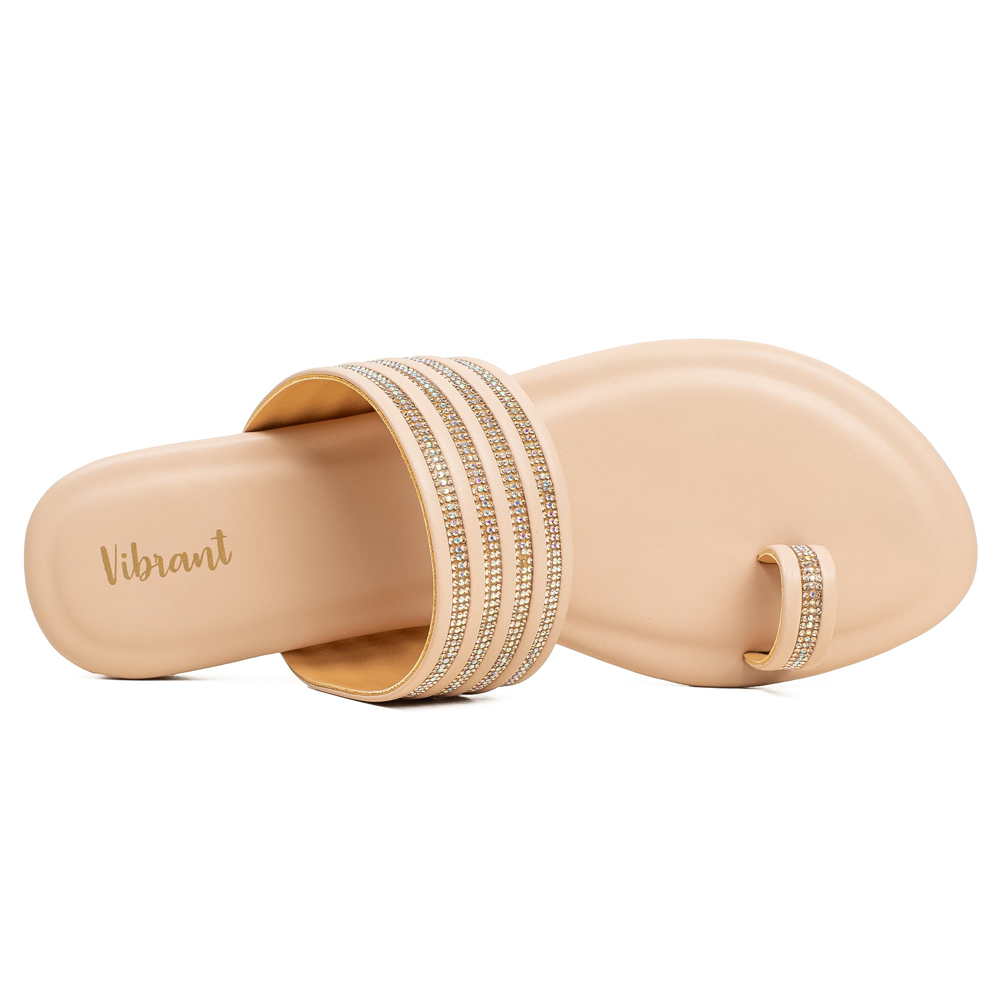 Vibrant Women's Beige Flat Sandals – Stylish PU Leather - Vibrantbd.com