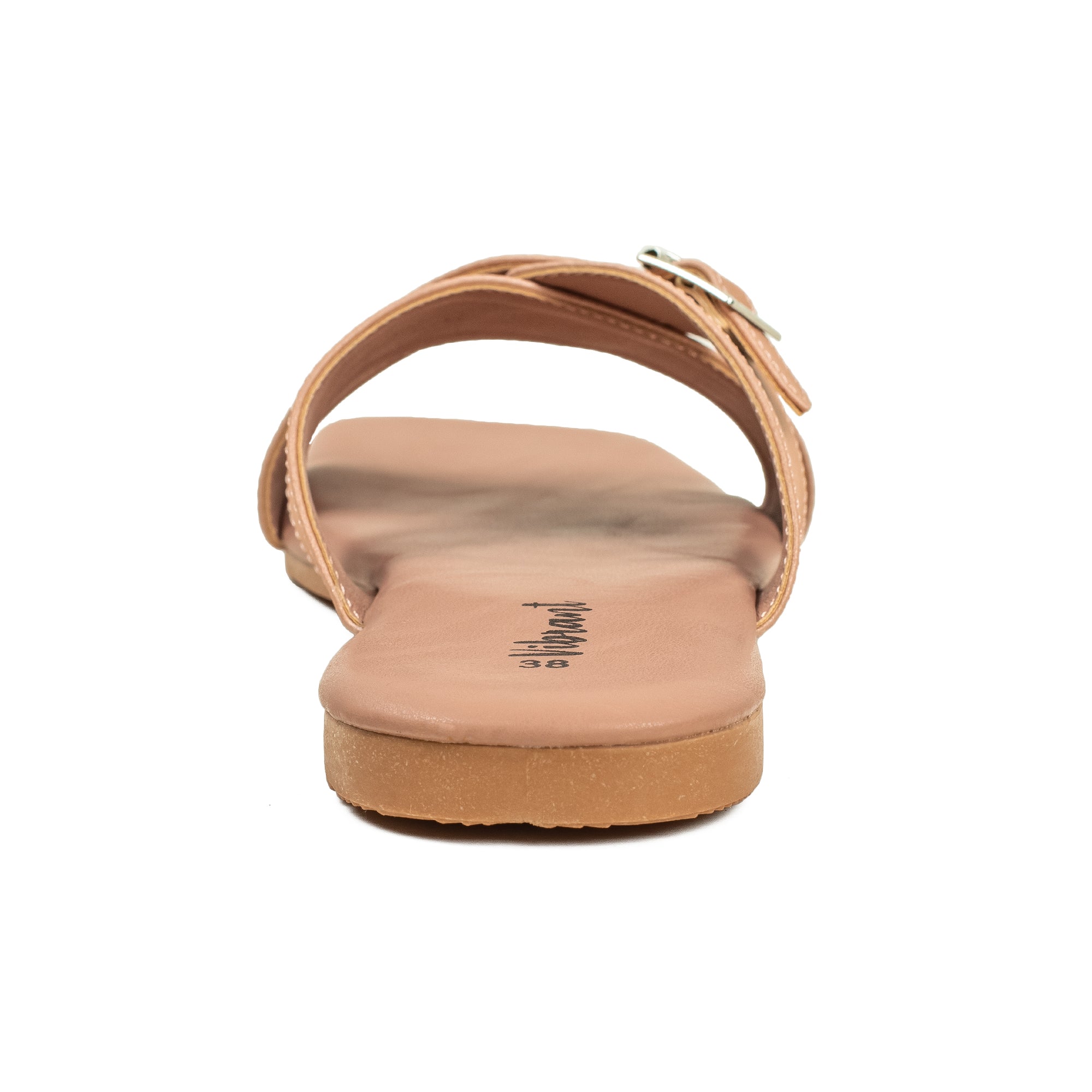 Vibrant Ladies' Beige Flat Sandal – Stylish PU Leather Comfort Footwear with Cushioned Insole & TPR Sole - Vibrantbd.com
