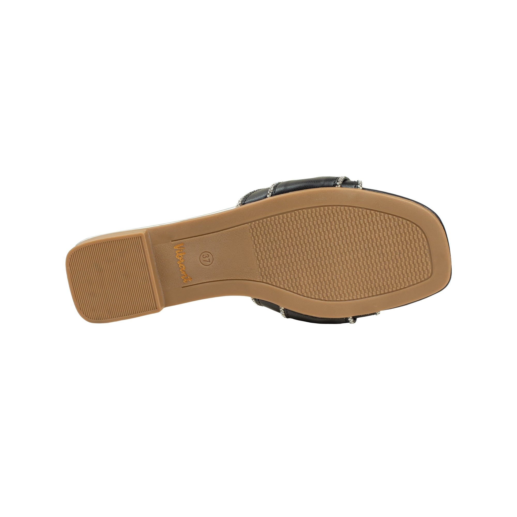 Vibrant Ladies' Black Flat Sandal – Elegant PU Leather Slip-On with Cushioned Insole & TPR Sole - Vibrantbd.com