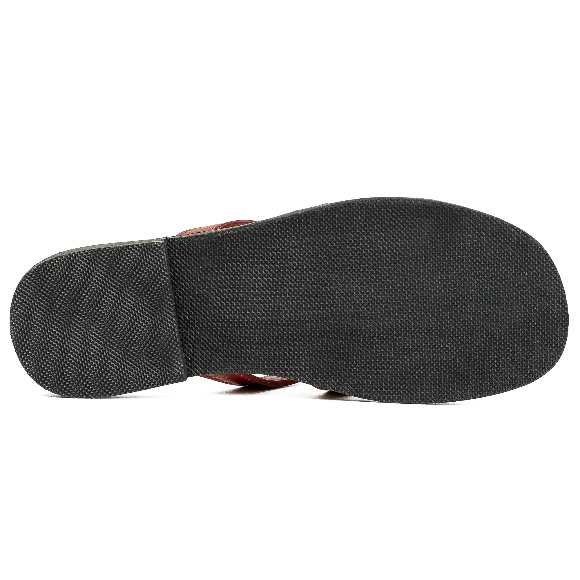 Vibrant Ladies' Red Flat Sandal – Leather Slip-On with Cushioned Insole - Vibrantbd.com