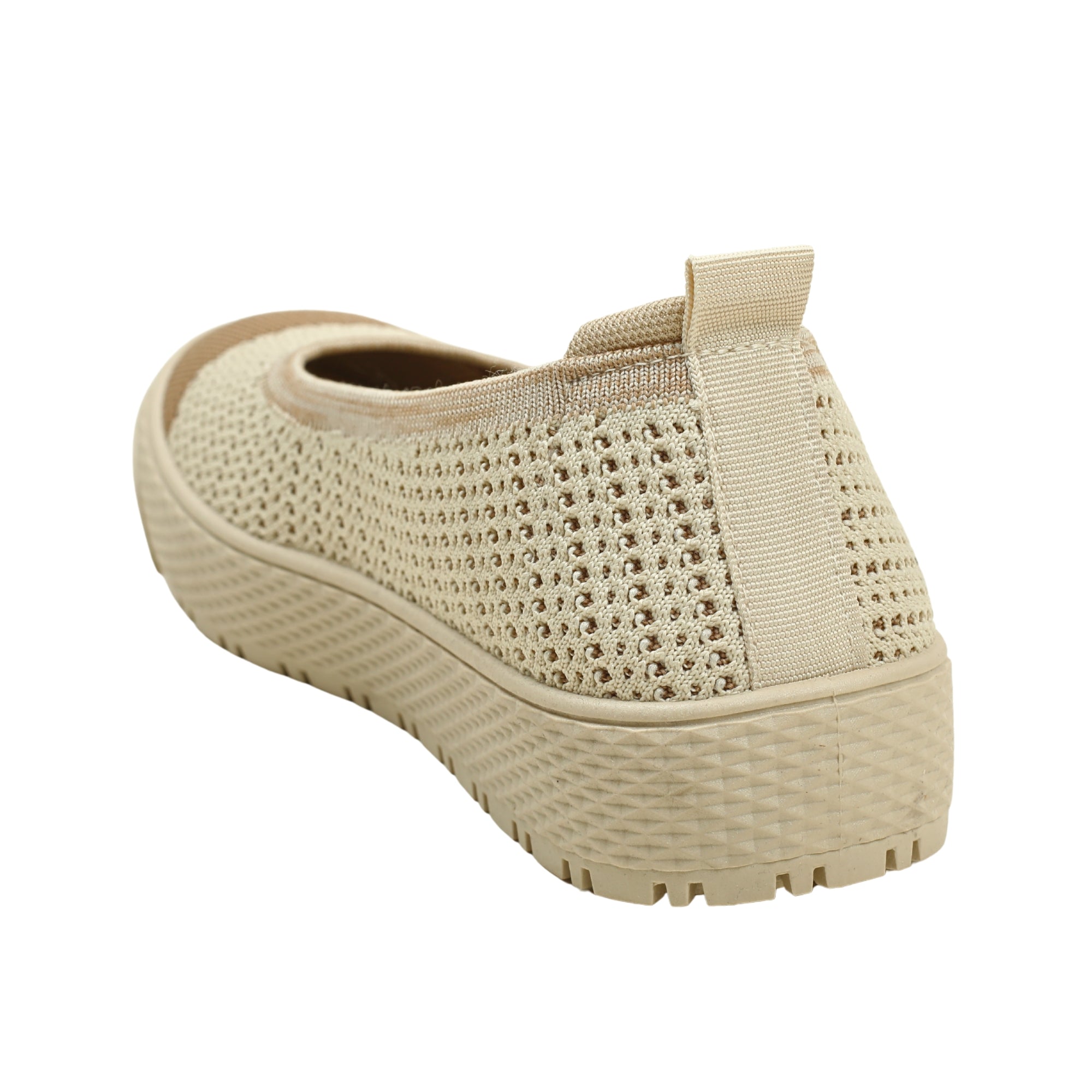 VIBRANT BEIGE AND BROWN KNIT PLATFORM SLIP-ON SHOES - Vibrantbd.com