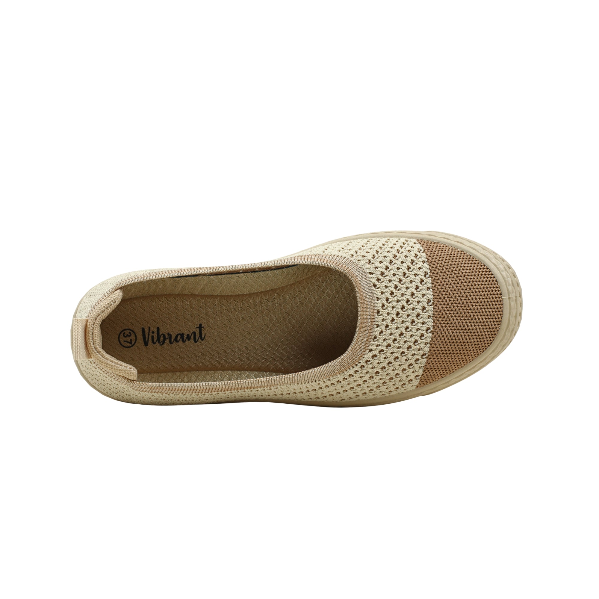 VIBRANT BEIGE AND BROWN KNIT PLATFORM SLIP-ON SHOES - Vibrantbd.com