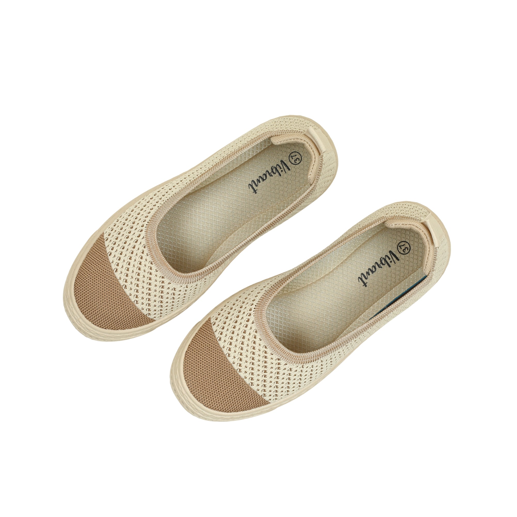 VIBRANT BEIGE AND BROWN KNIT PLATFORM SLIP-ON SHOES - Vibrantbd.com