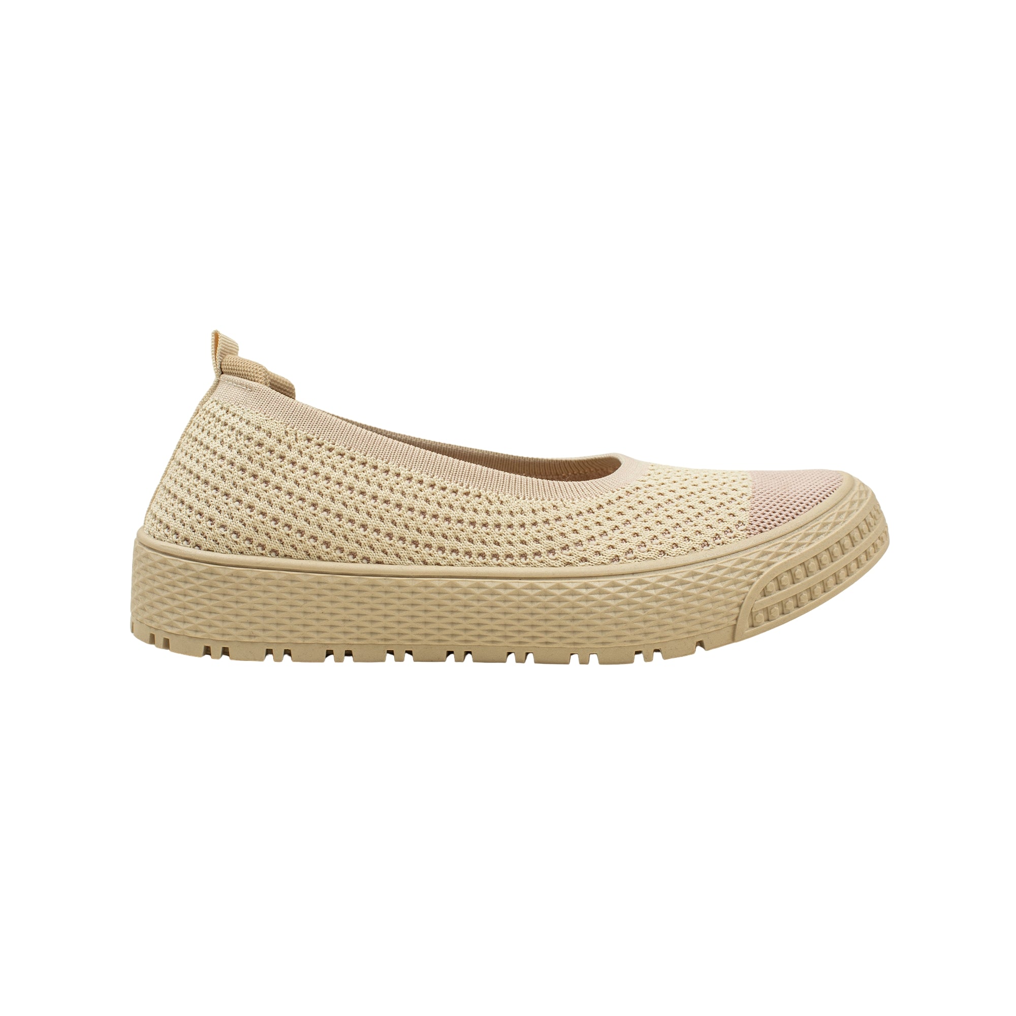 VIBRANT BEIGE AND PINK KNIT PLATFORM SLIP-ON SHOES - Vibrantbd.com