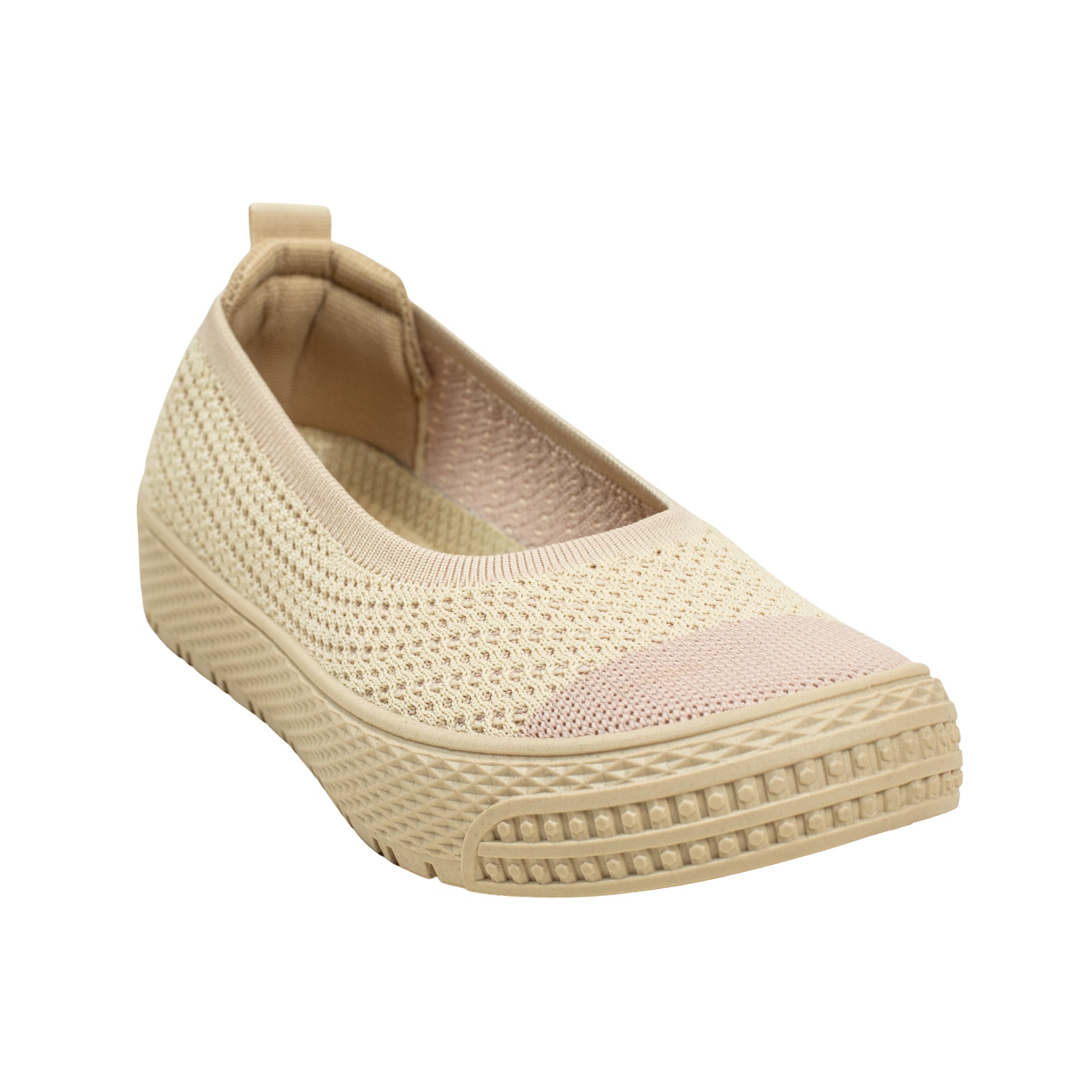 VIBRANT BEIGE AND PINK KNIT PLATFORM SLIP-ON SHOES - Vibrantbd.com