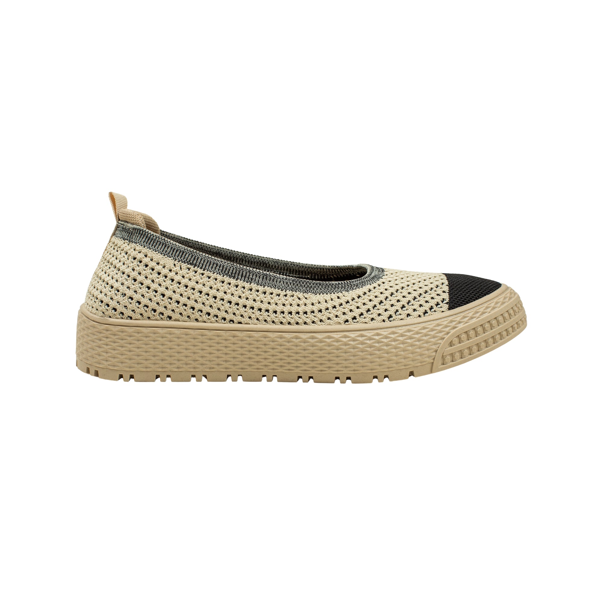 VIBRANT BEIGE AND BLACK KNIT PLATFORM SLIP-ON SHOES - Vibrantbd.com