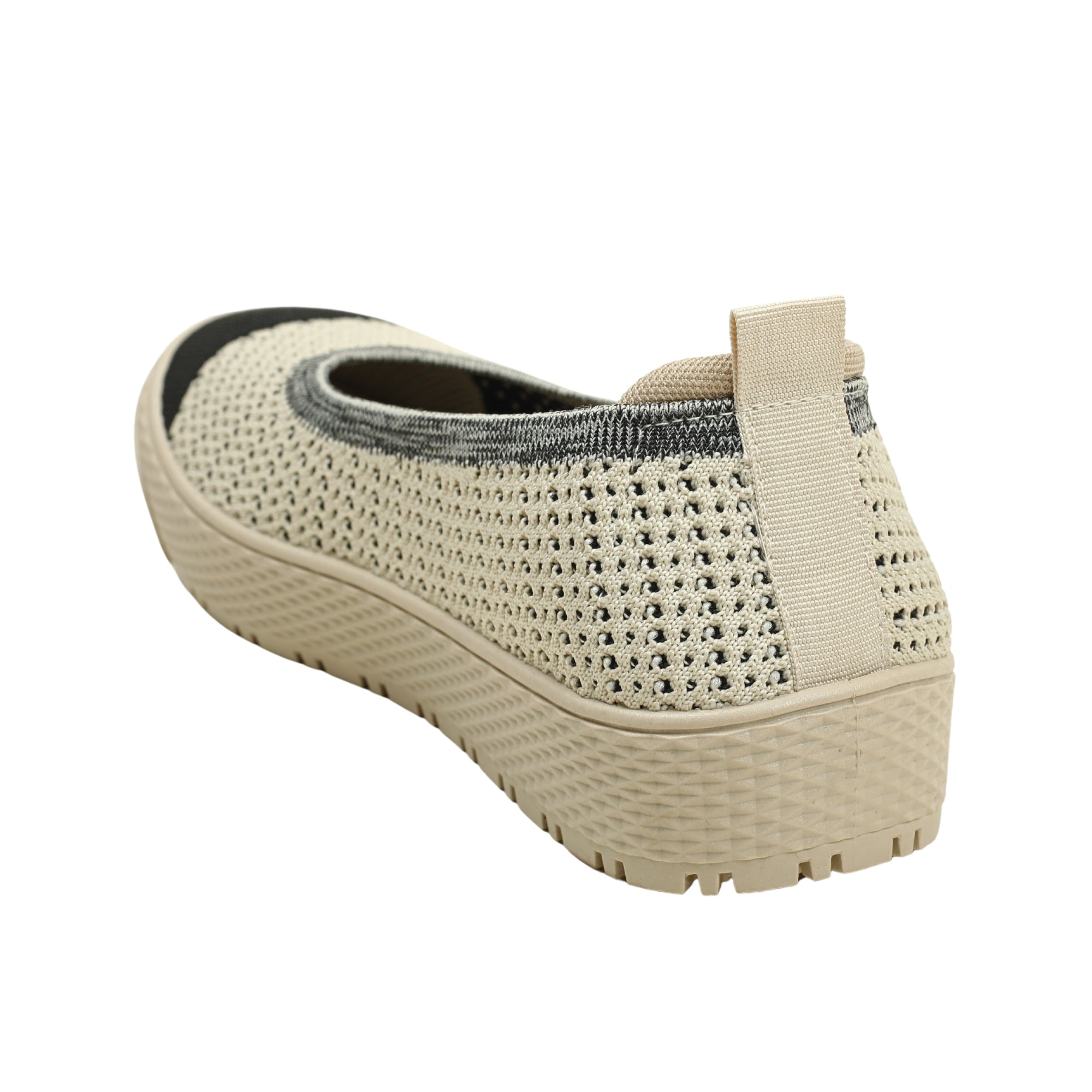 VIBRANT BEIGE AND BLACK KNIT PLATFORM SLIP-ON SHOES - Vibrantbd.com