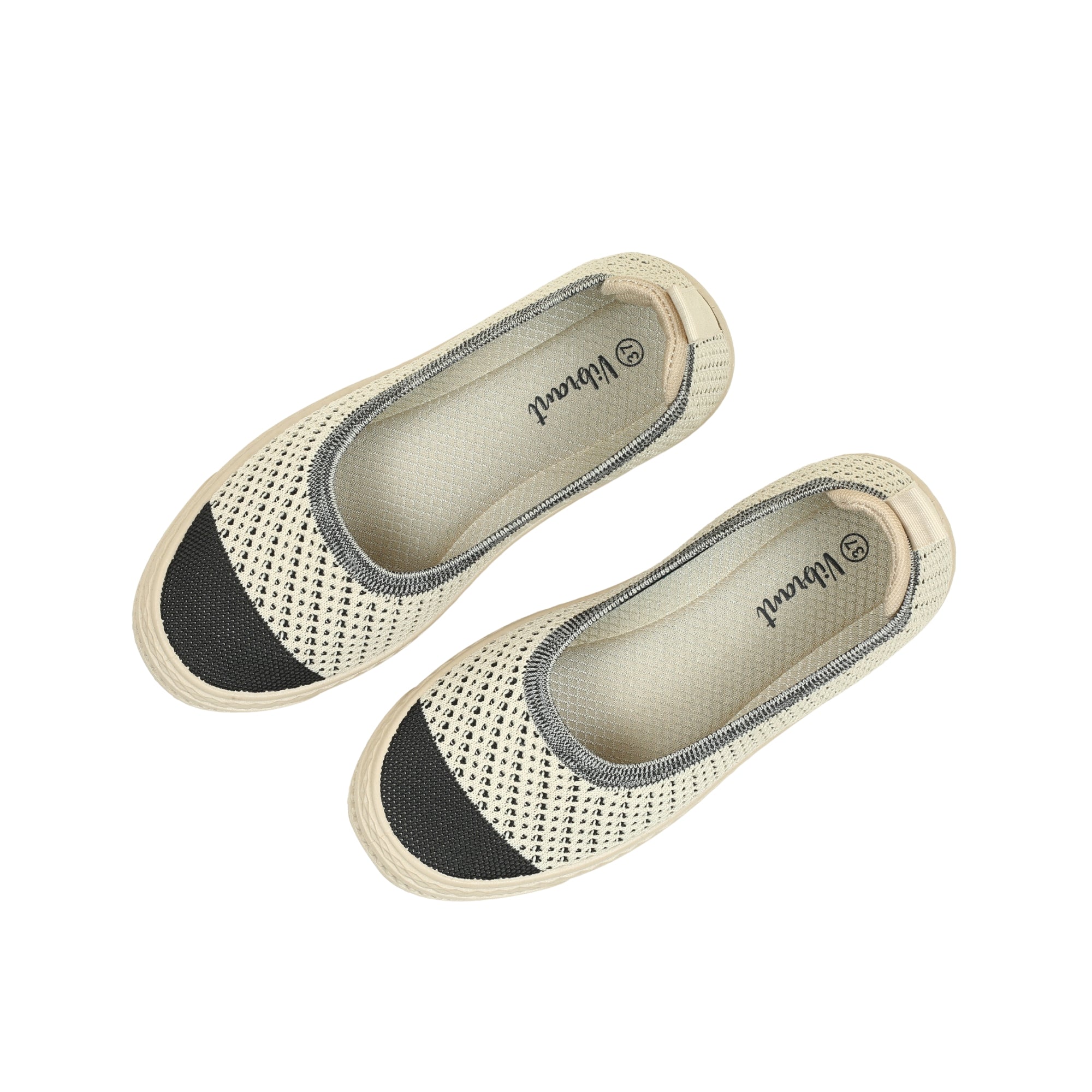 VIBRANT BEIGE AND BLACK KNIT PLATFORM SLIP-ON SHOES - Vibrantbd.com