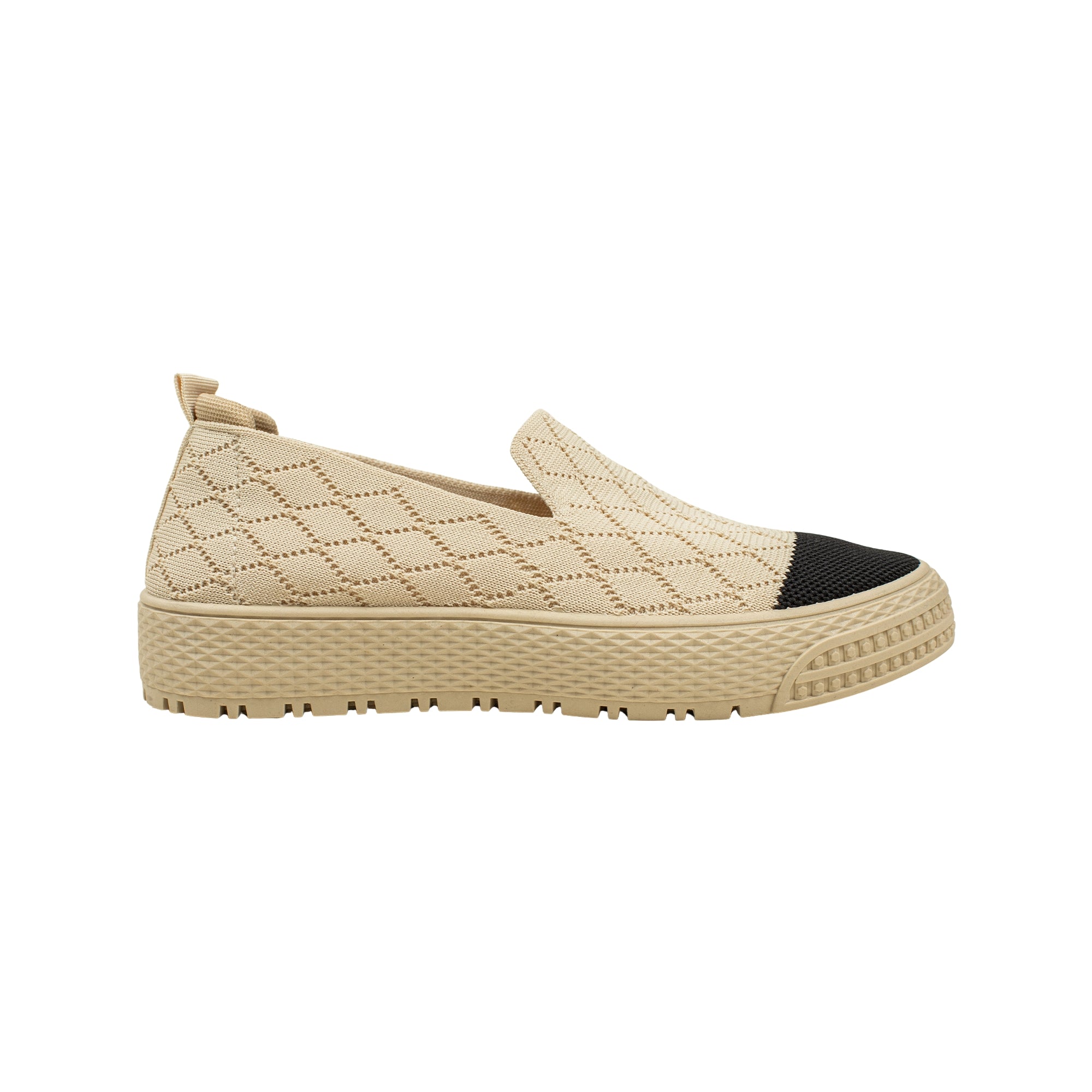 VIBRANT BEIGE KNIT PLATFORM SLIP-ON SHOES - Vibrantbd.com