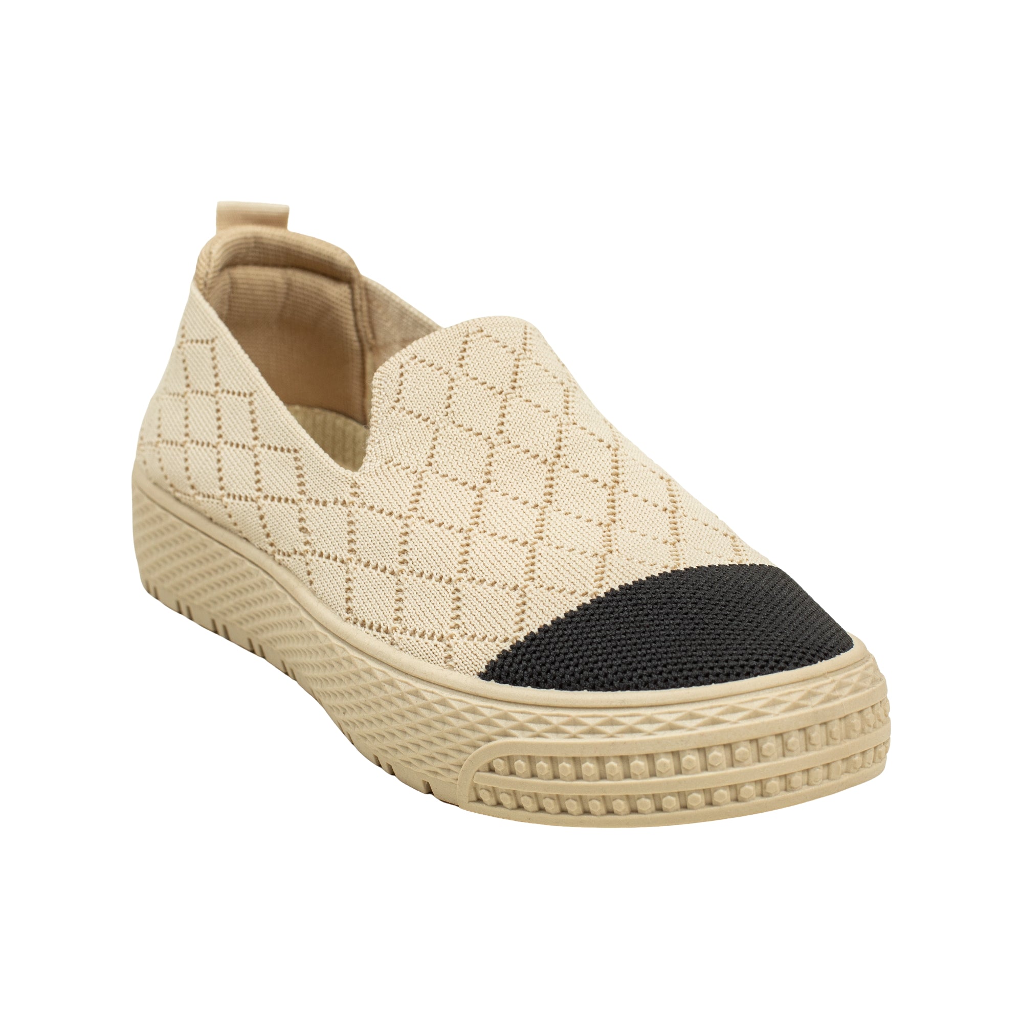 VIBRANT BEIGE KNIT PLATFORM SLIP-ON SHOES - Vibrantbd.com