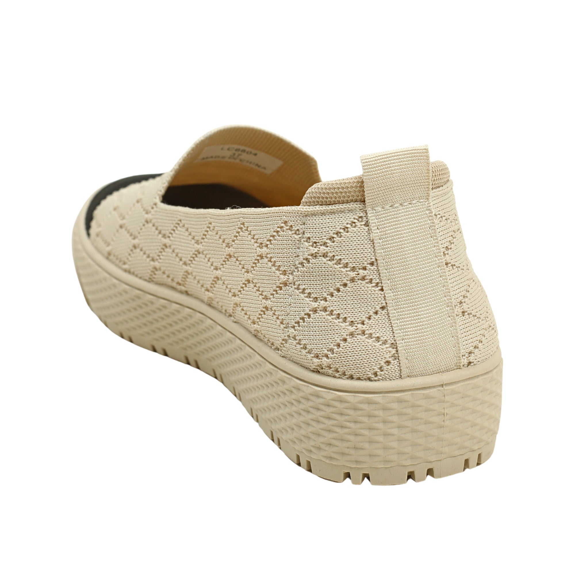 VIBRANT BEIGE KNIT PLATFORM SLIP-ON SHOES - Vibrantbd.com