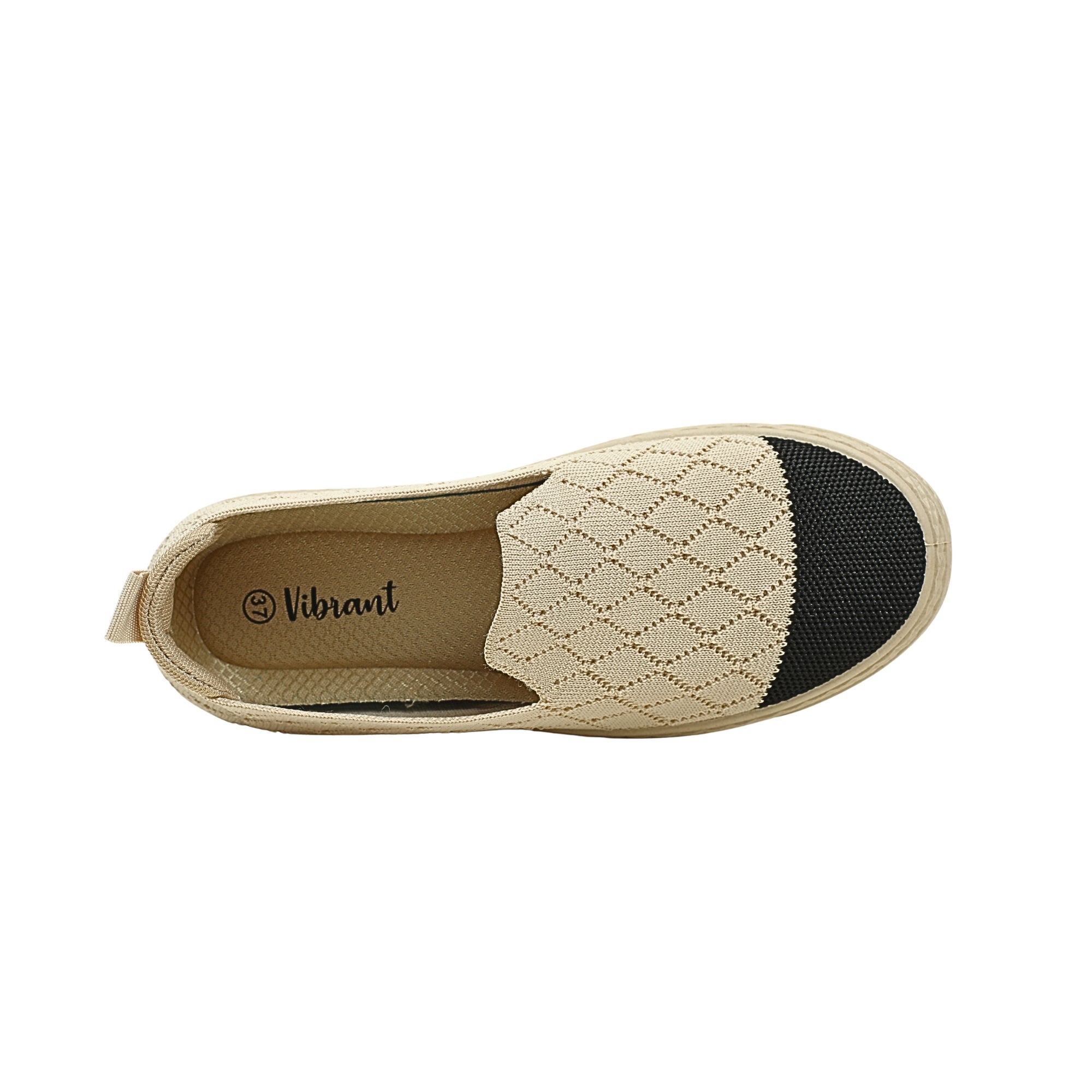 VIBRANT BEIGE KNIT PLATFORM SLIP-ON SHOES - Vibrantbd.com