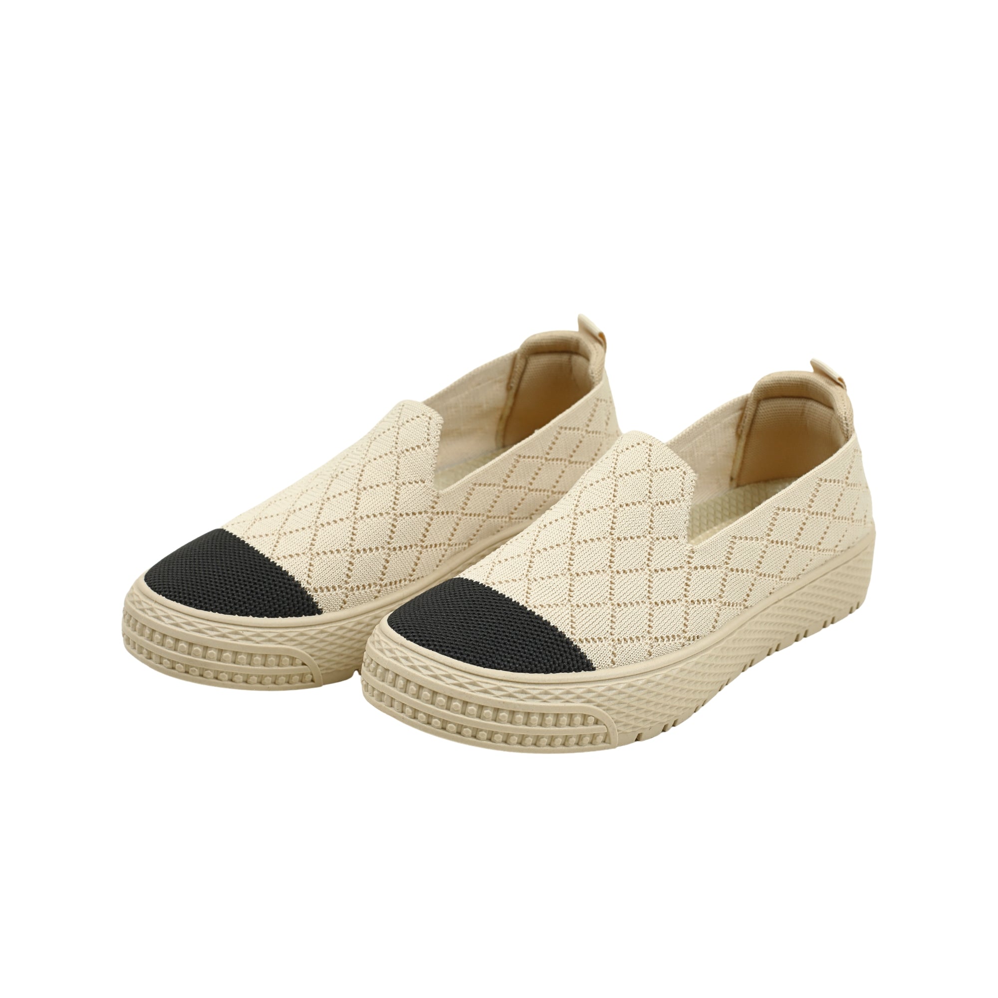 VIBRANT BEIGE KNIT PLATFORM SLIP-ON SHOES - Vibrantbd.com