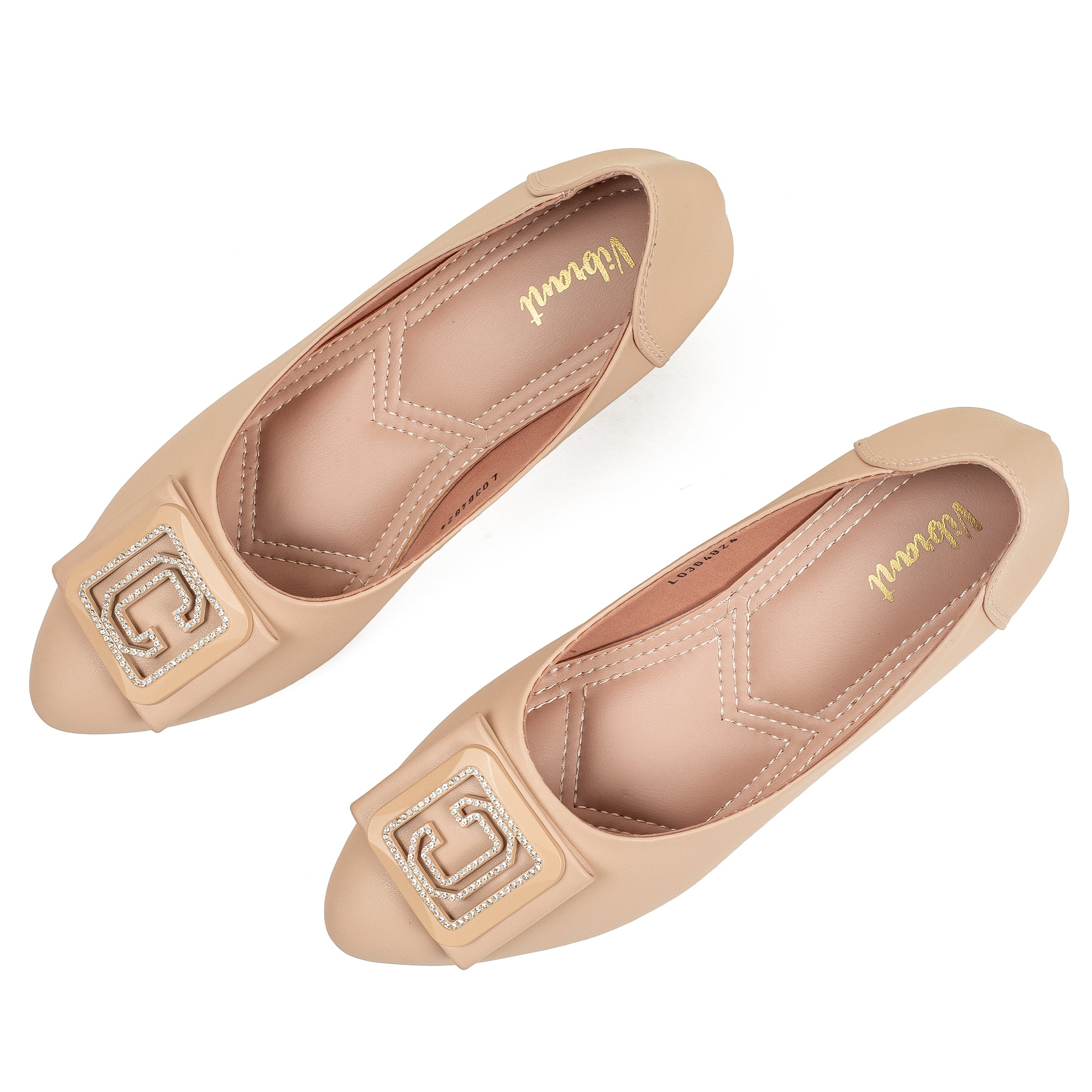 Vibrant Ladies Beige Close-Toe Wedge Heel Shoes with Metallic Trim – Elegant Comfort & Style for Every Occasion - Vibrantbd.com