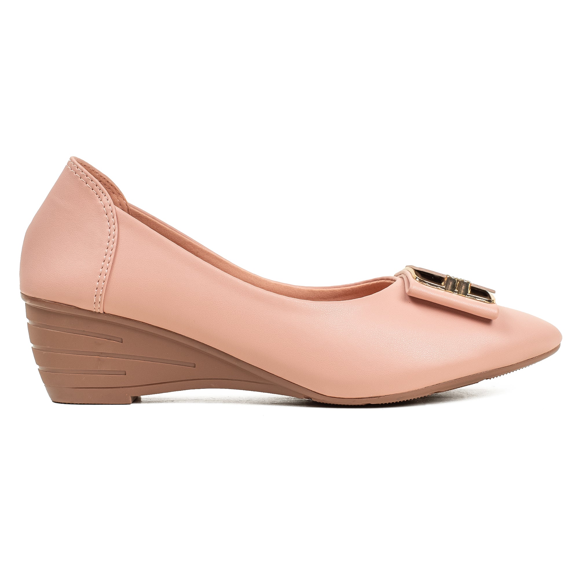 Vibrant Ladies Blush Pink Wedge Heel Closed-Toe Shoes – Elegant & Comfortable Work & Party Footwear - Vibrantbd.com