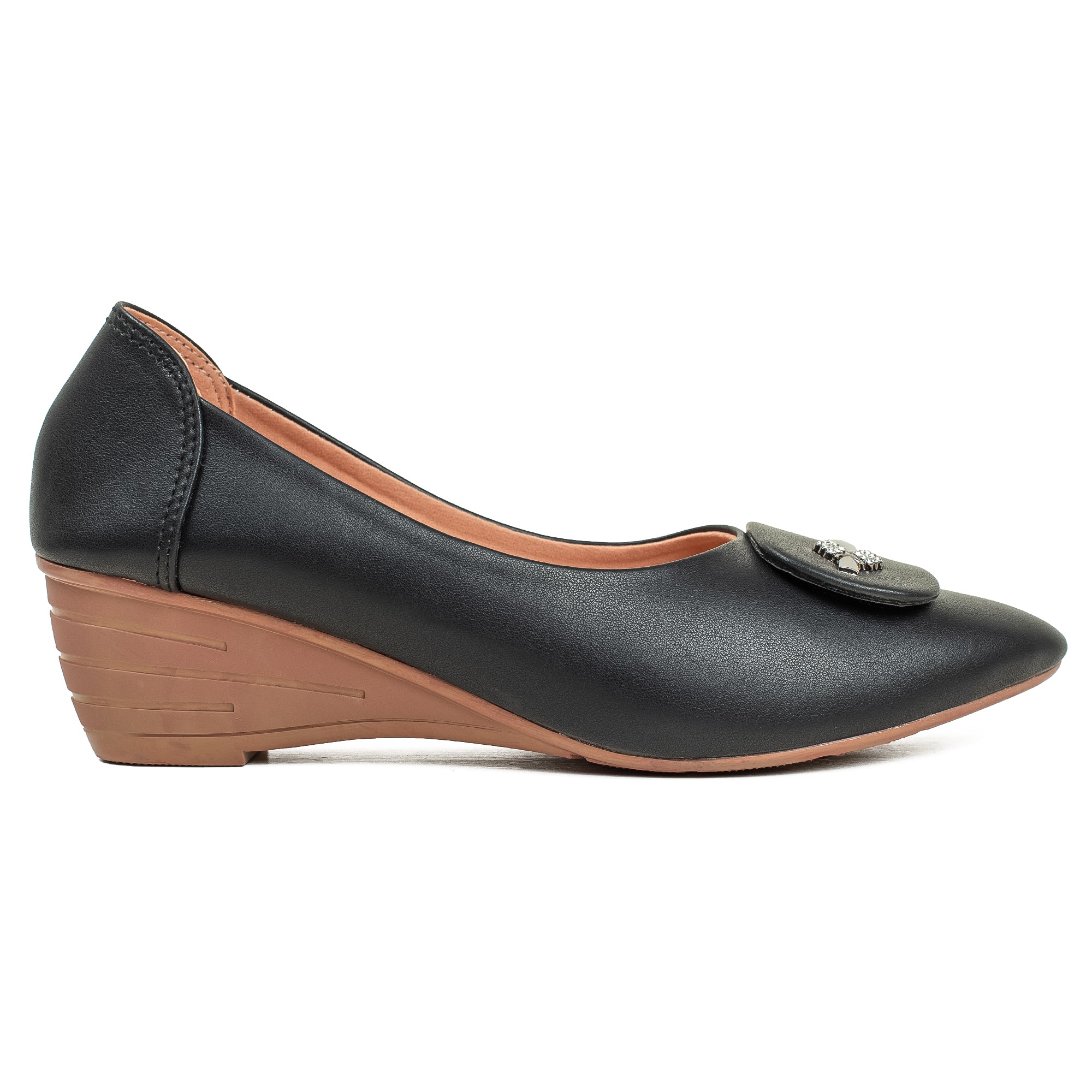 Vibrant Ladies Black Close-Toe Wedge Heel Shoes - Vibrantbd.com