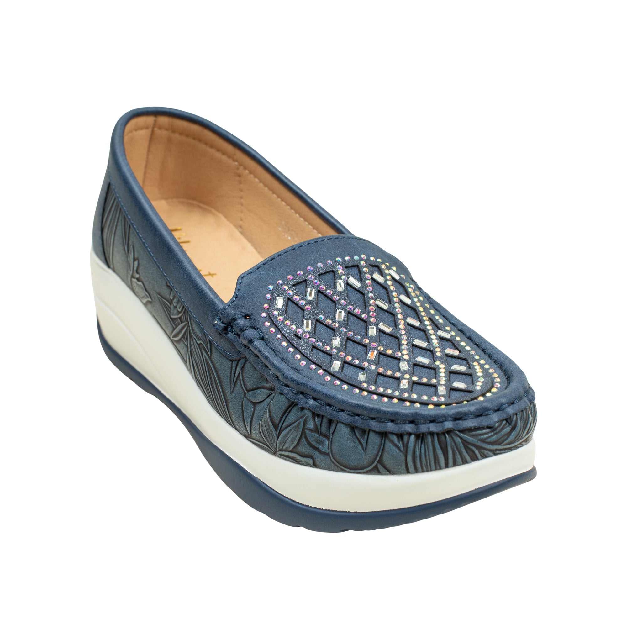 VIBRANT WOMEN'S BLUE SLIP-ON LOAFER (COMFORT MULE)