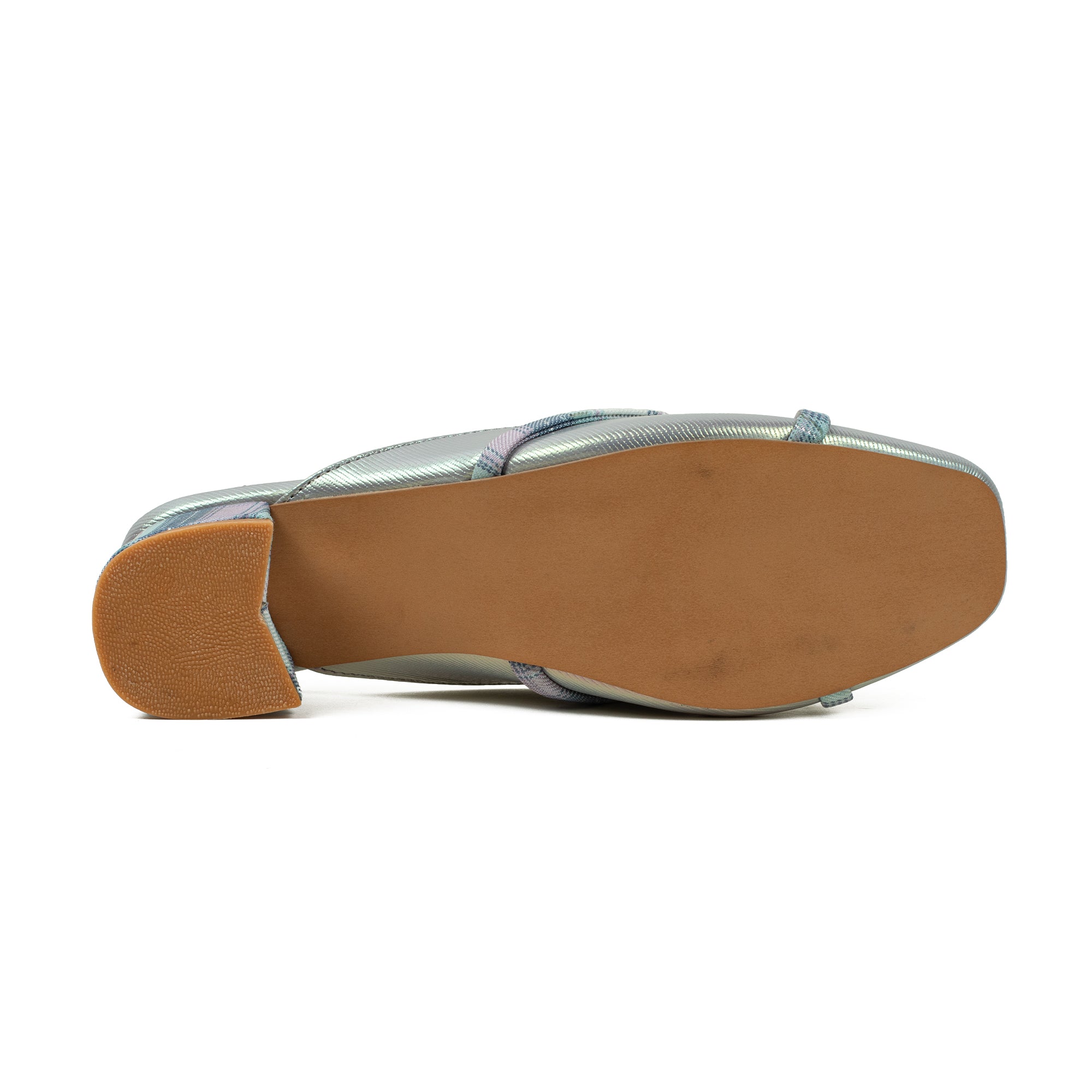 Ladies' Metallic Green Microfibre Block Heel Mules | Vibrant® Stylish Slip-On Shoes with Bow Detail - Vibrantbd.com