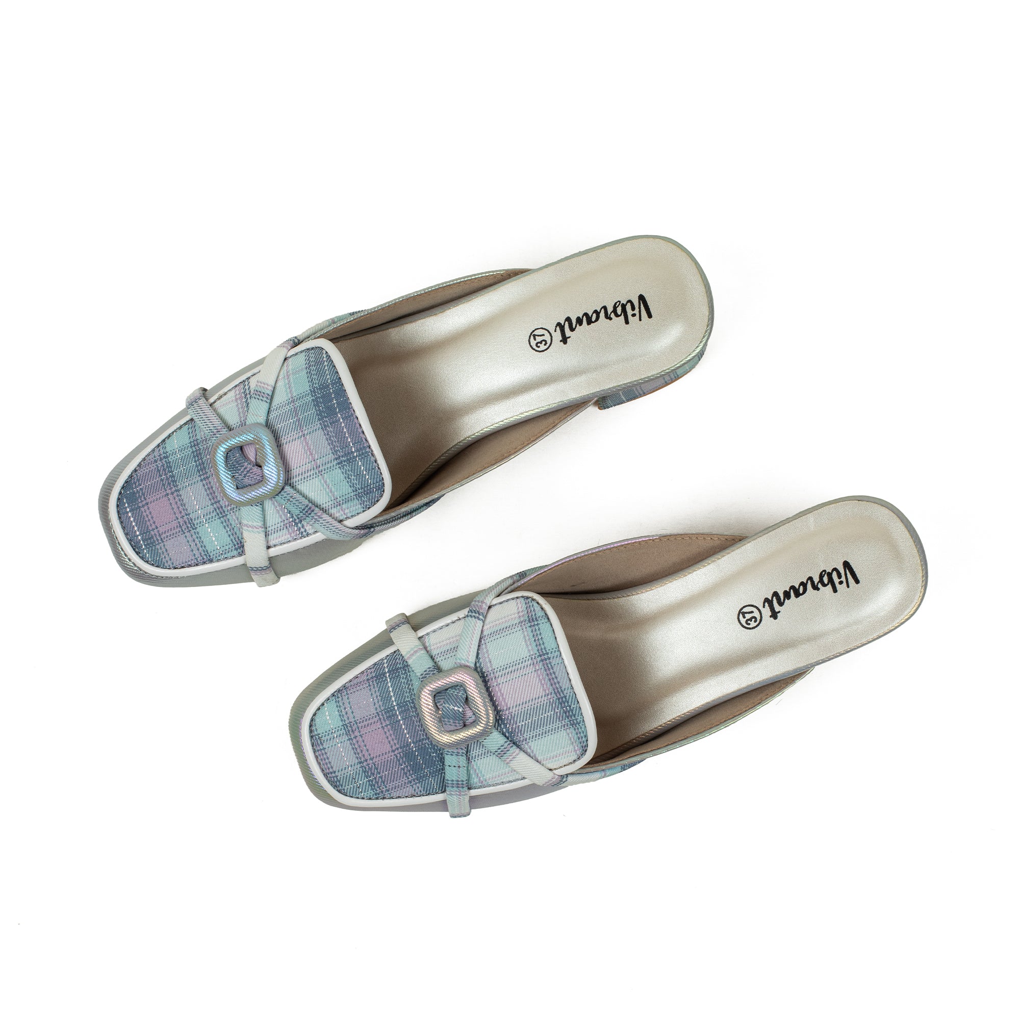 Ladies' Metallic Green Microfibre Block Heel Mules | Vibrant® Stylish Slip-On Shoes with Bow Detail - Vibrantbd.com