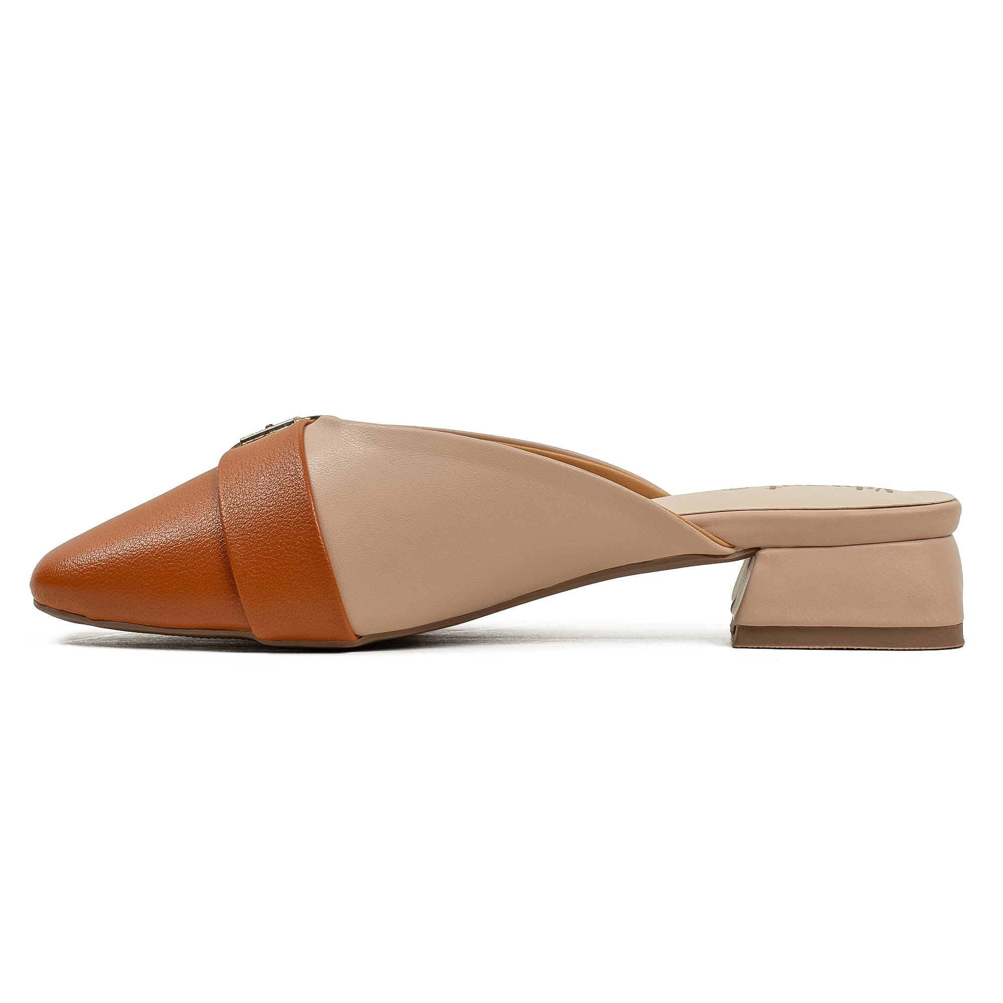 Vibrant Ladies Beige & Tan PU Block Heel Shoes with Cushioned Insole - Modern and Comfortable - Vibrantbd.com