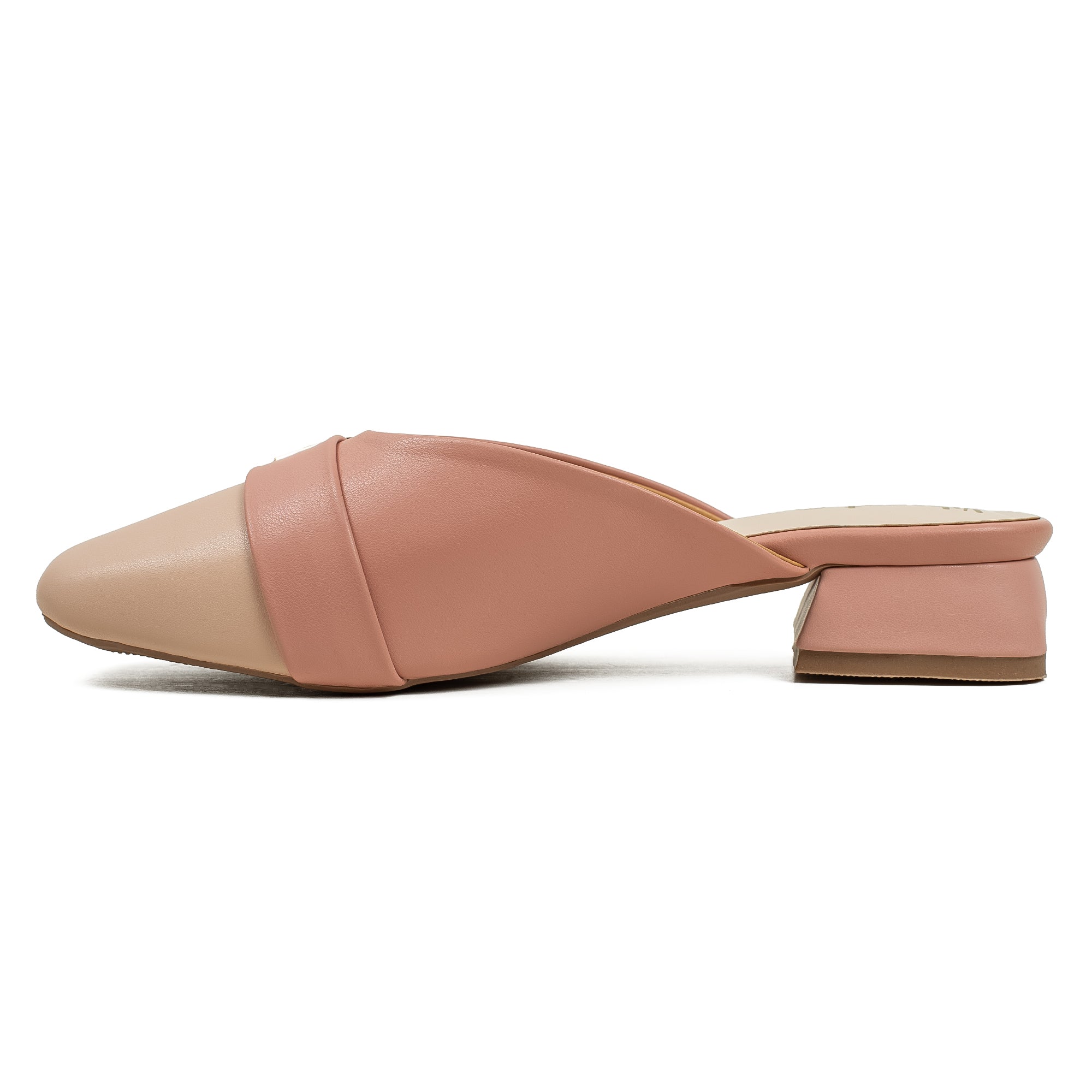Vibrant Ladies Pink & Beige PU Block Heel Shoes with Cushioned Insole - Elegant and Comfortable - Vibrantbd.com
