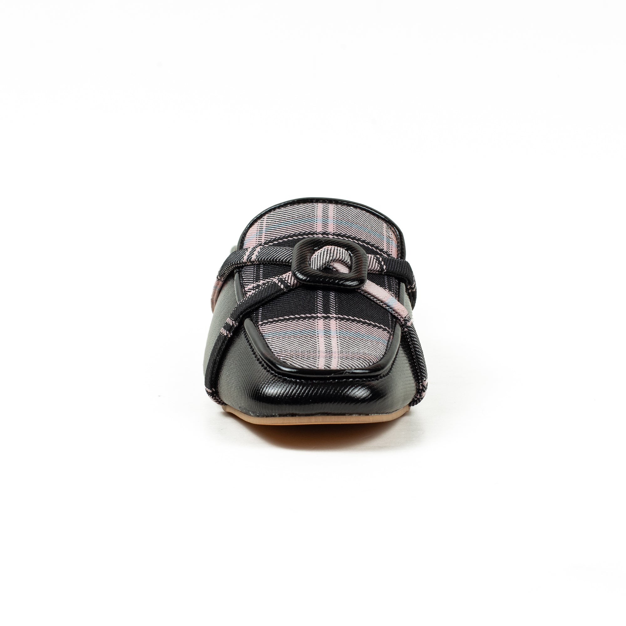 Ladies' Metallic Black Microfibre Block Heel Mules | Vibrant® Stylish Slip-On Shoes with Bow Detail - Vibrantbd.com