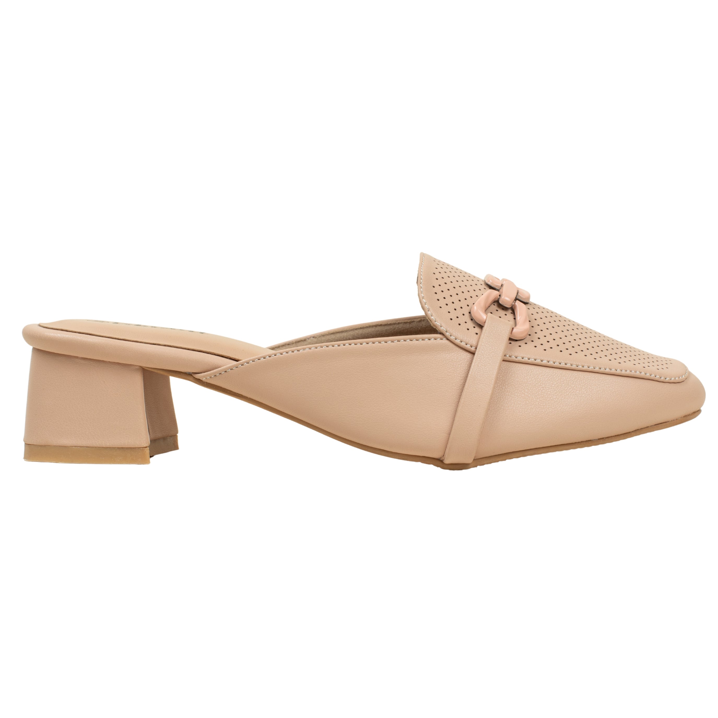 Women’s Beige Open-Toe Block Heel Sandals with Rhinestone Straps