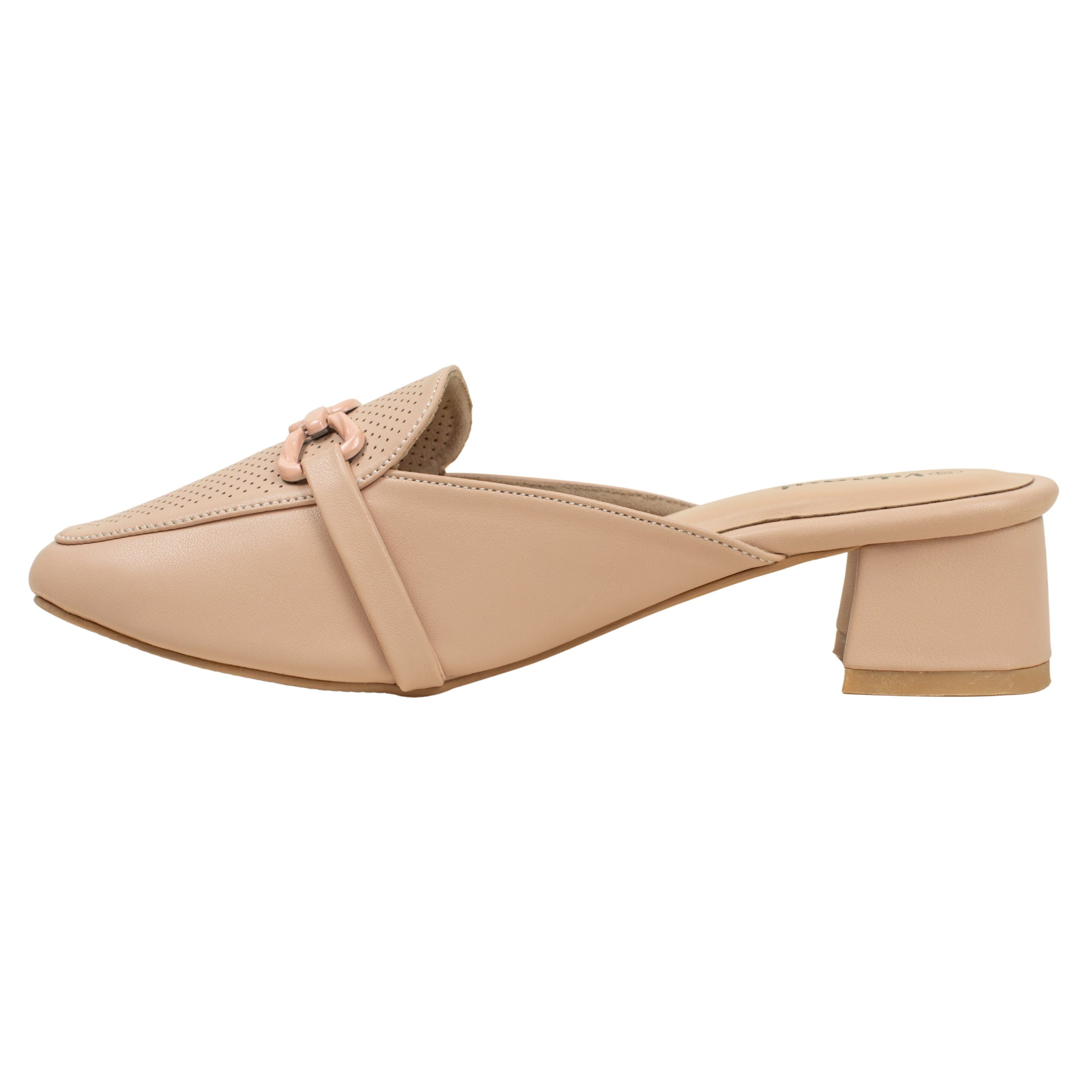 Women’s Beige Open-Toe Block Heel Sandals with Rhinestone Straps