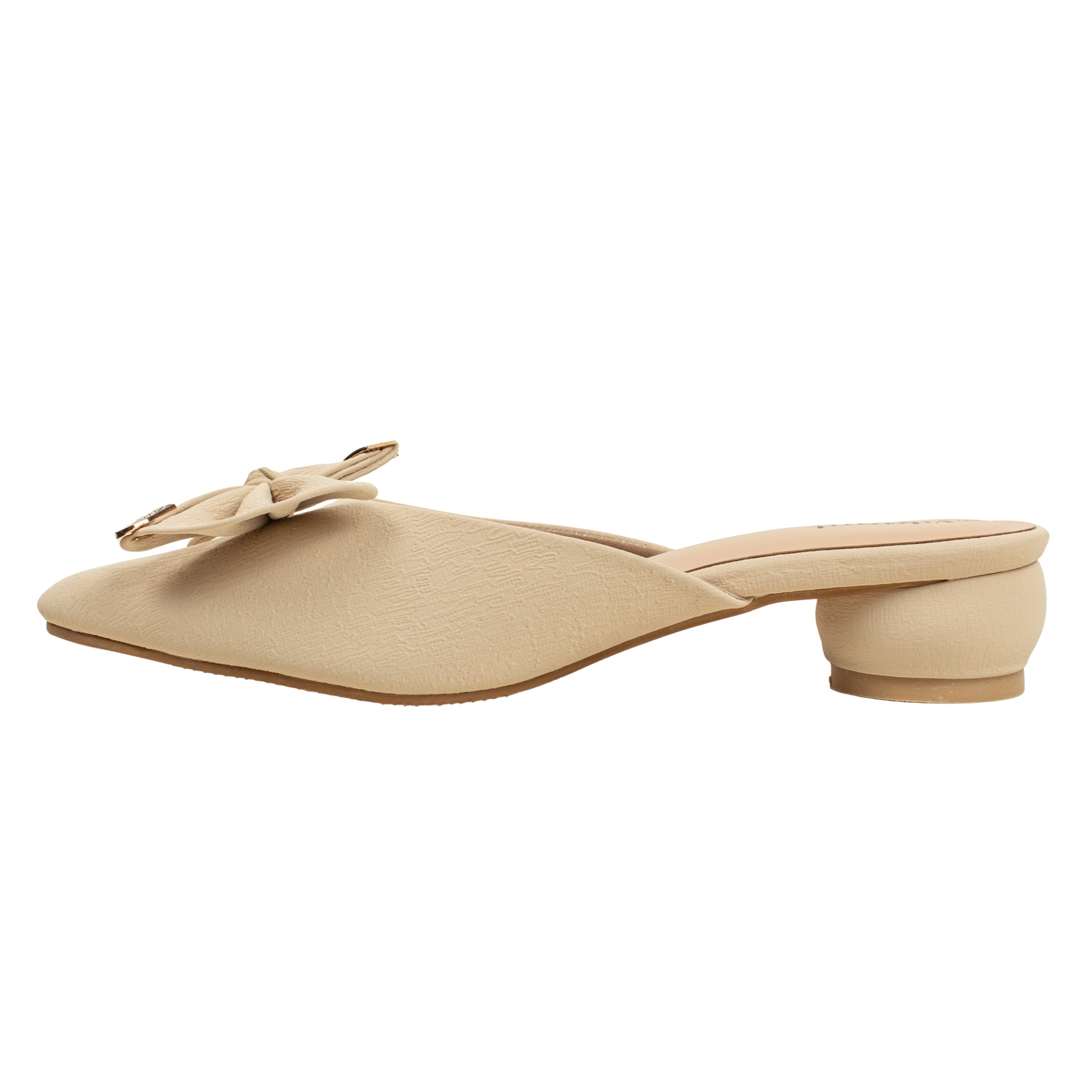 Ladies Beige Slip-On Low-Heel Mule