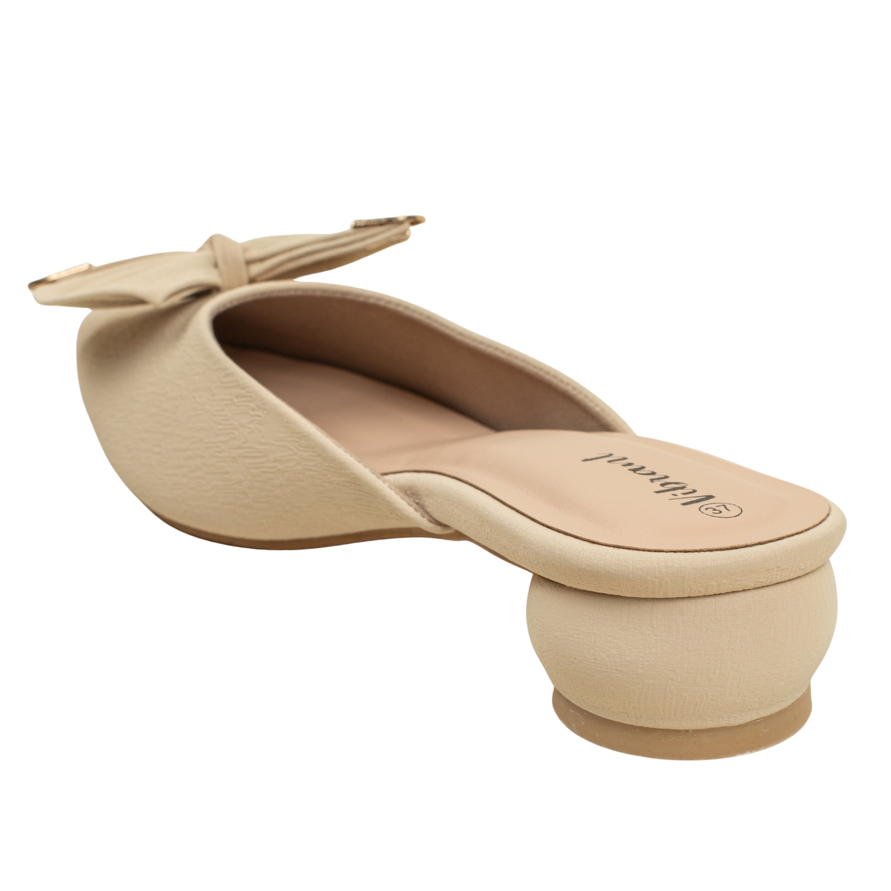 Ladies Beige Slip-On Low-Heel Mule