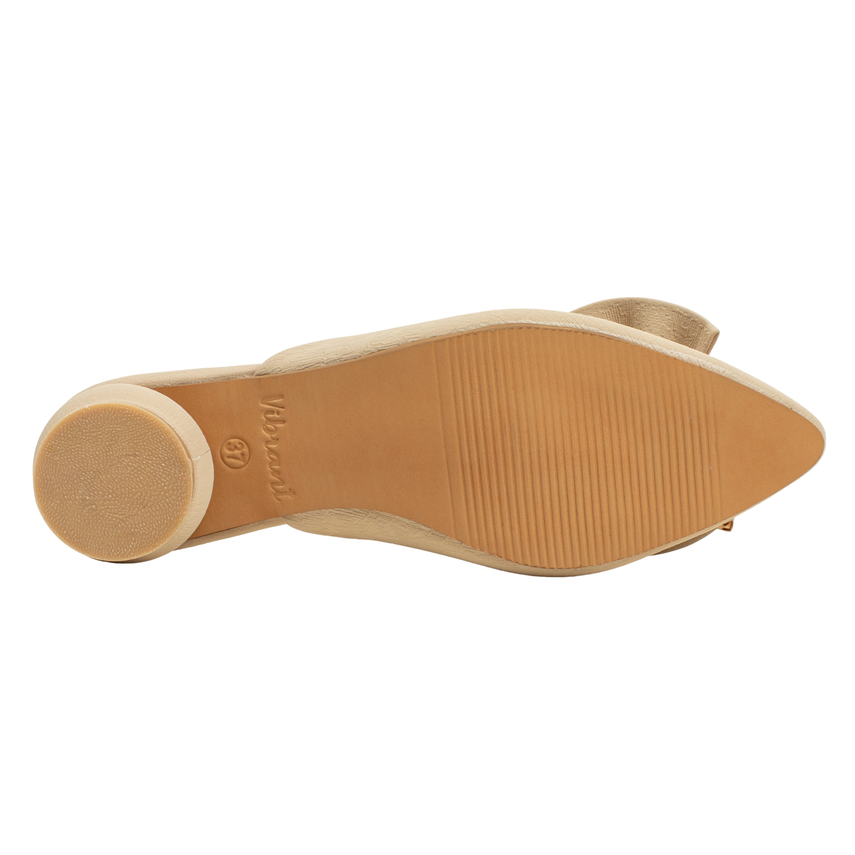 Ladies Beige Slip-On Low-Heel Mule