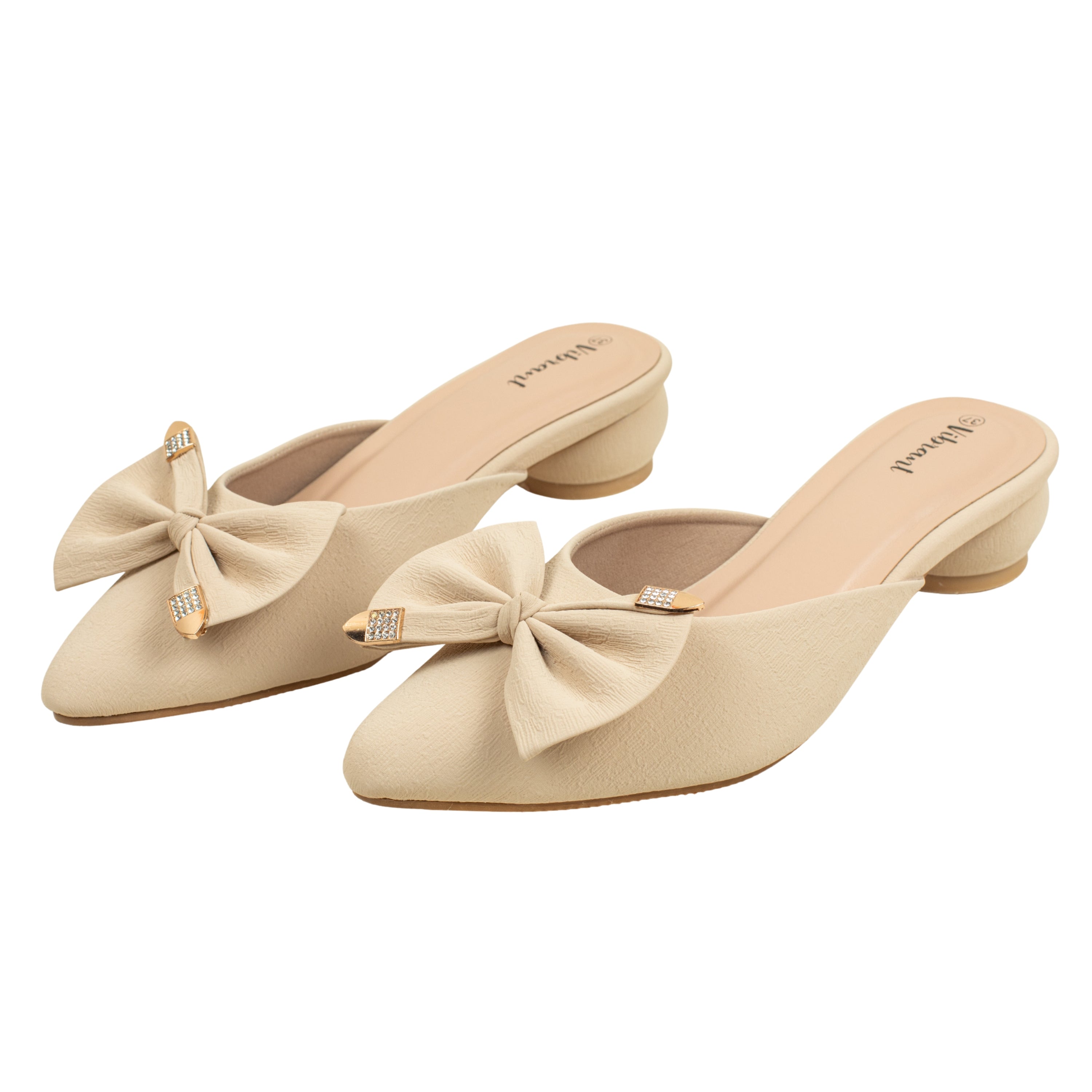Ladies Beige Slip-On Low-Heel Mule
