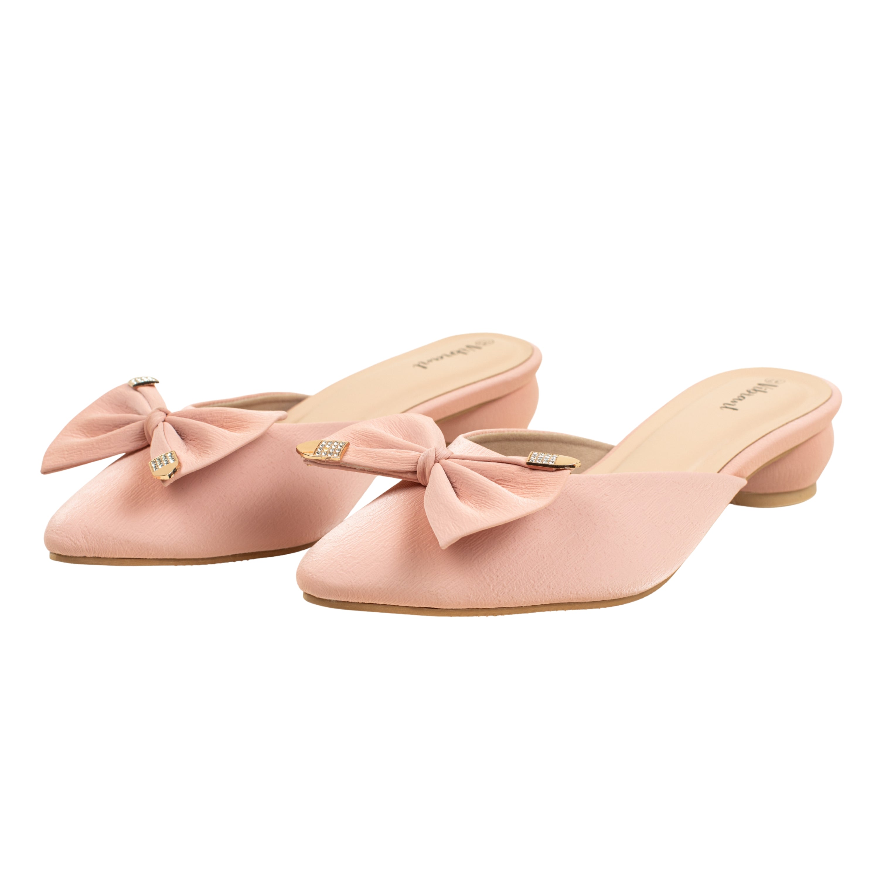 Ladies Pink Slip-On Low-Heel Mule