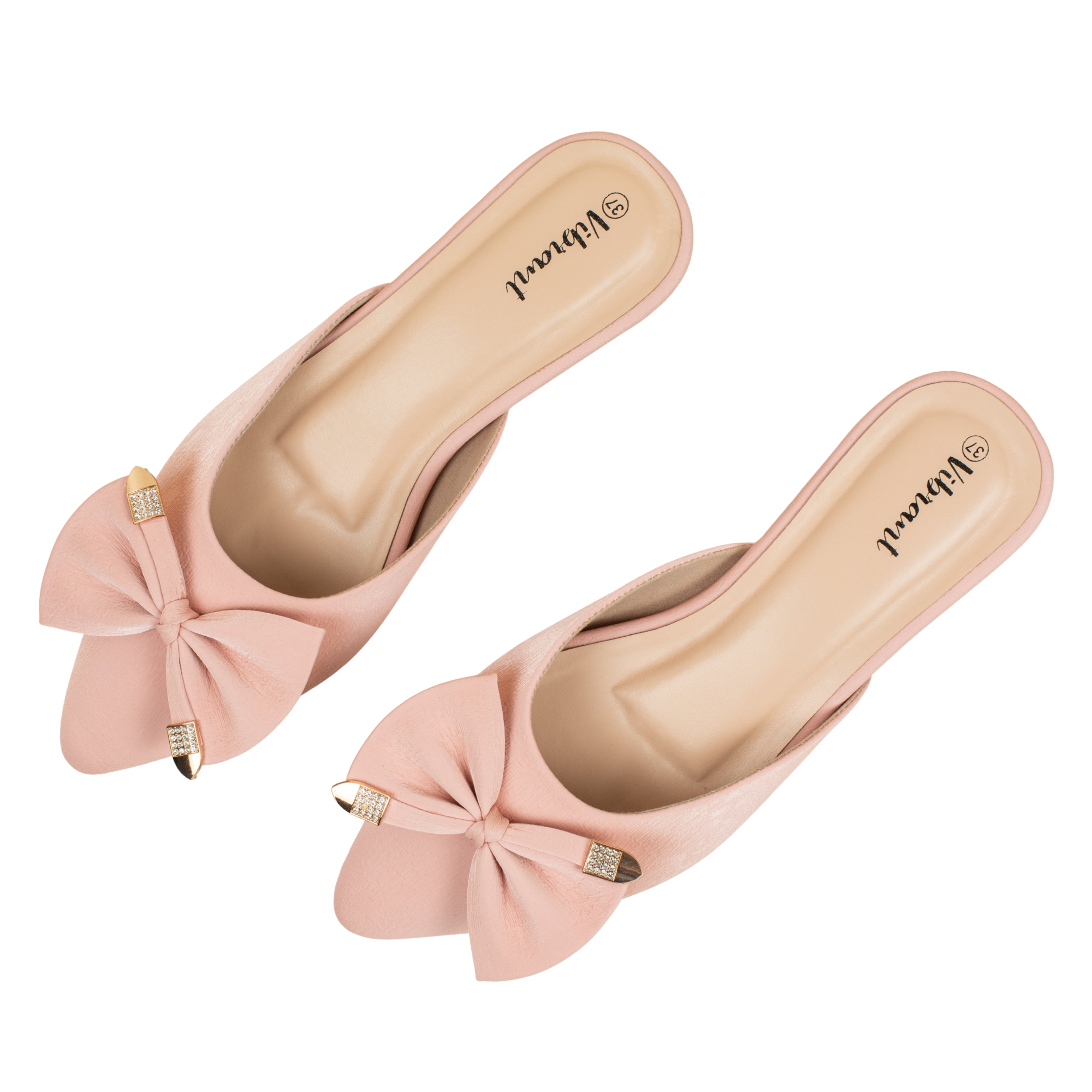 Ladies Pink Slip-On Low-Heel Mule