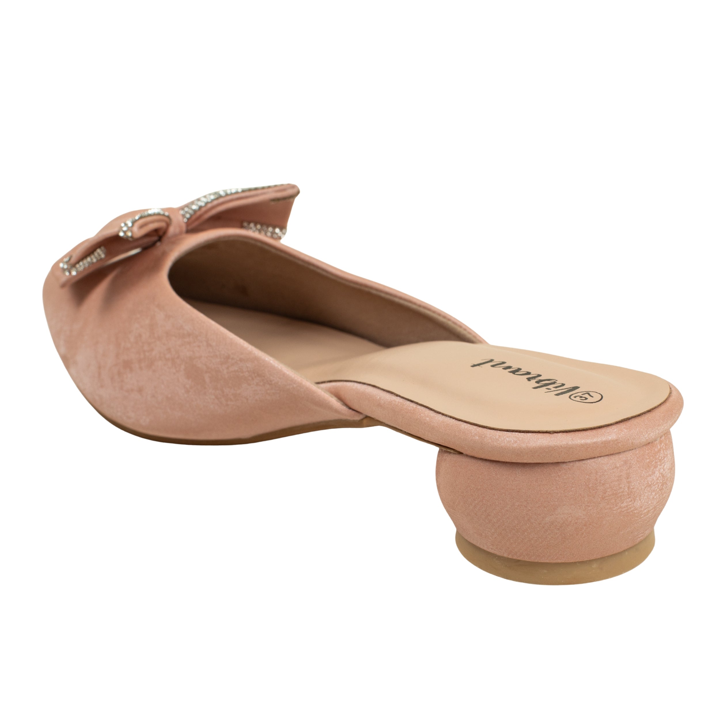Ladies Pink Slip-On Low-Heel Mule