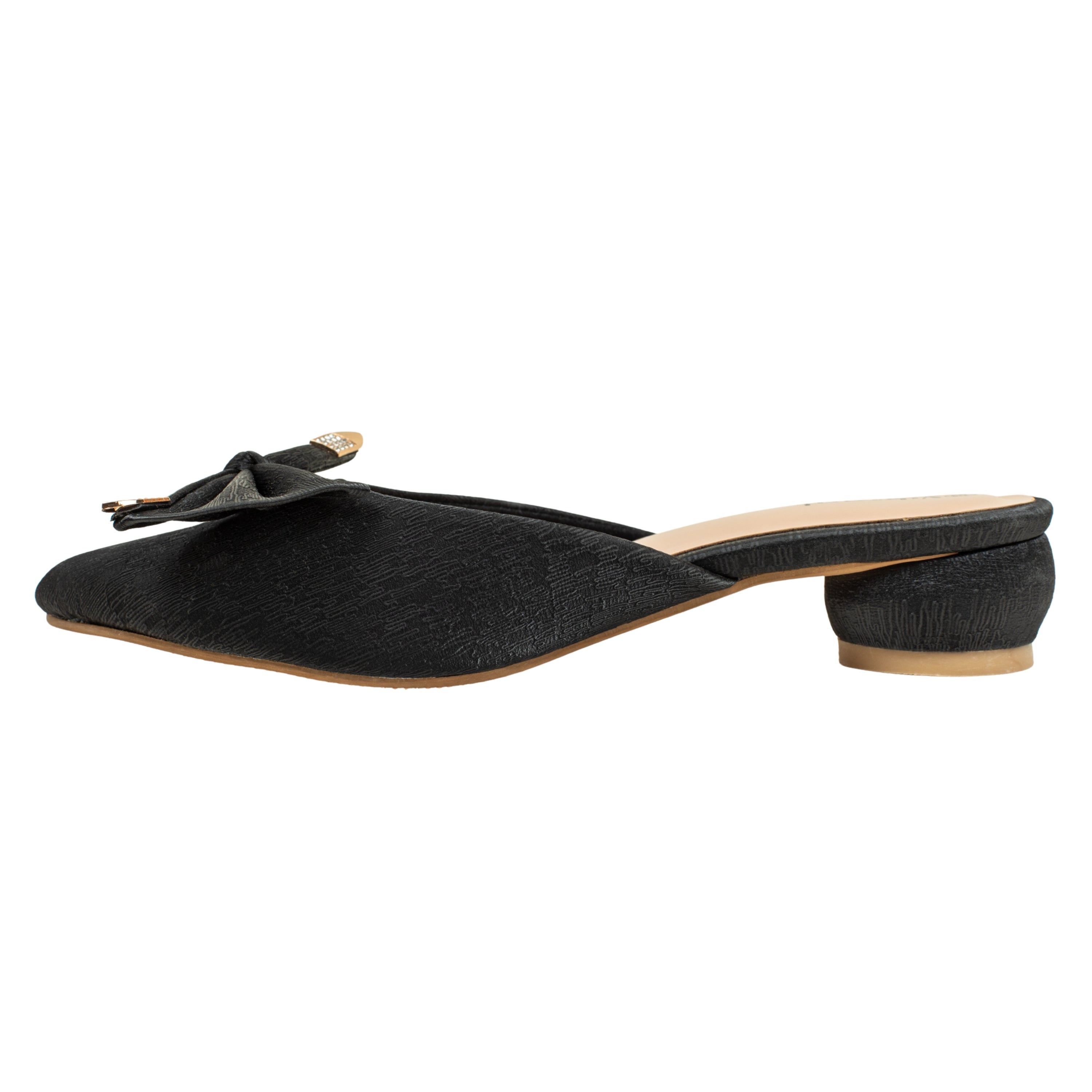 Ladies Black Slip-On Low-Heel Mule