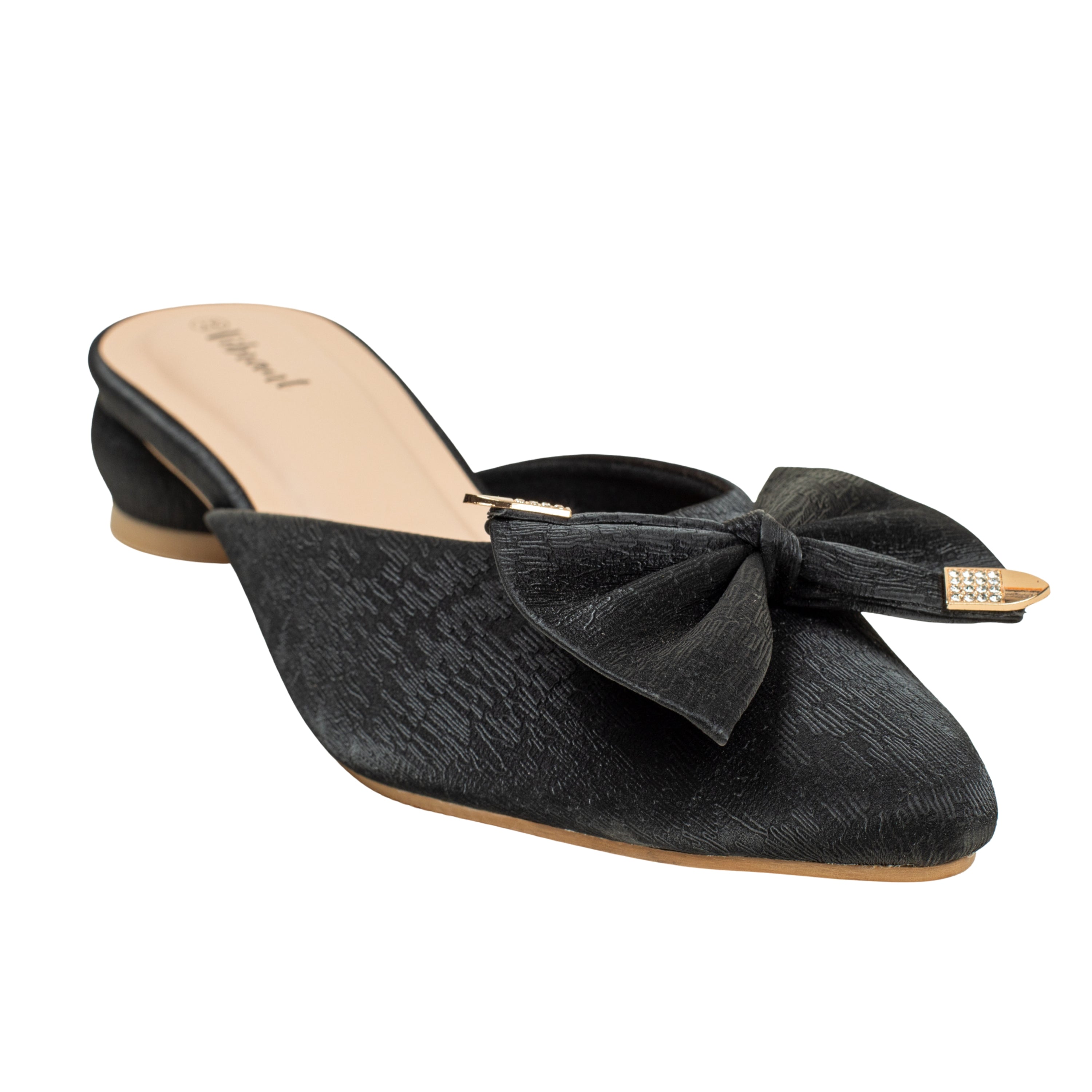 Ladies Black Slip-On Low-Heel Mule