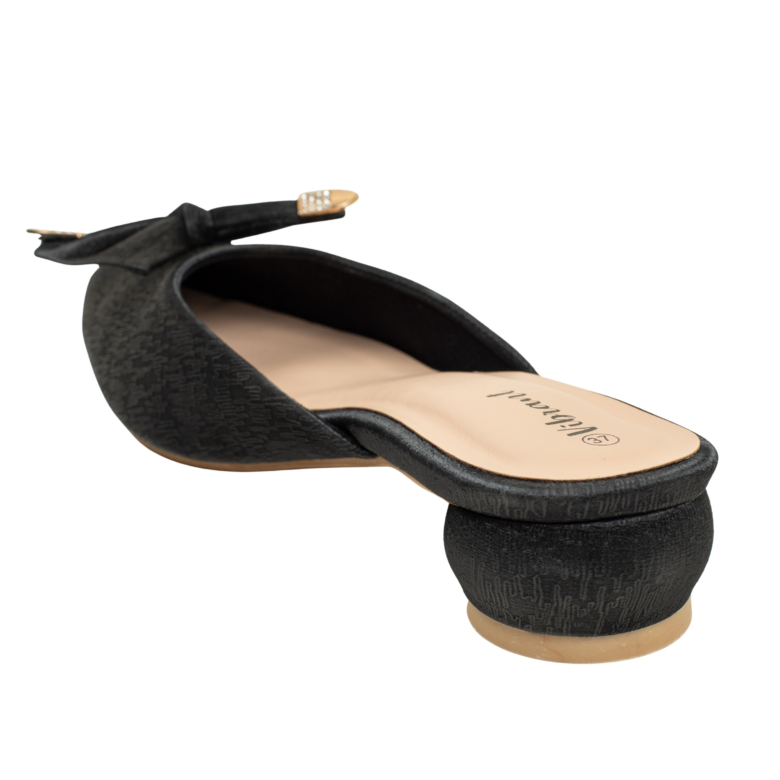 Ladies Black Slip-On Low-Heel Mule