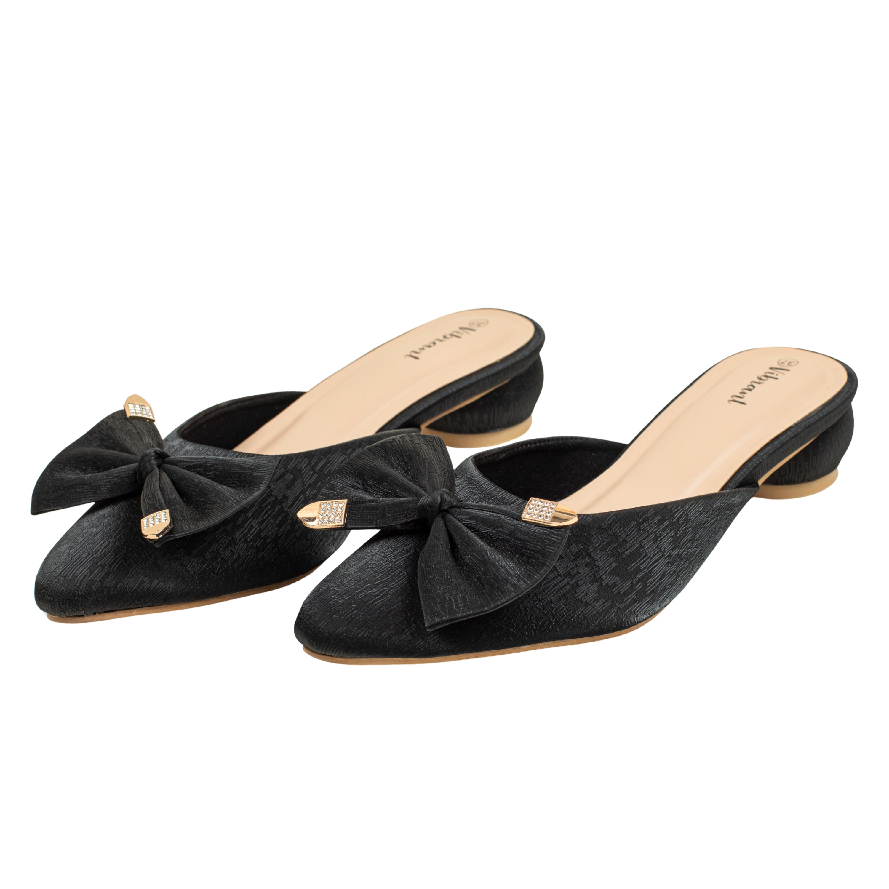 Ladies Black Slip-On Low-Heel Mule