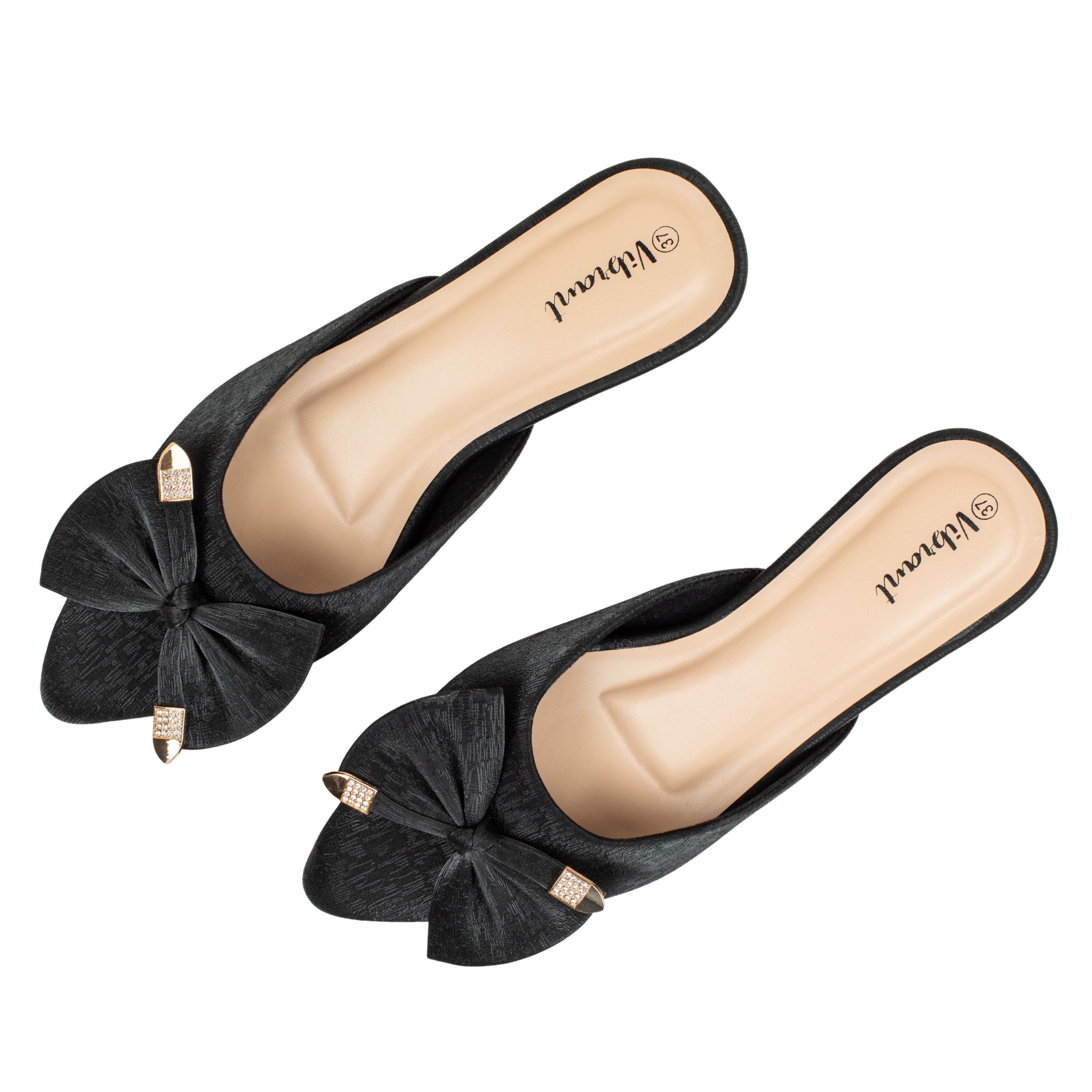 Ladies Black Slip-On Low-Heel Mule
