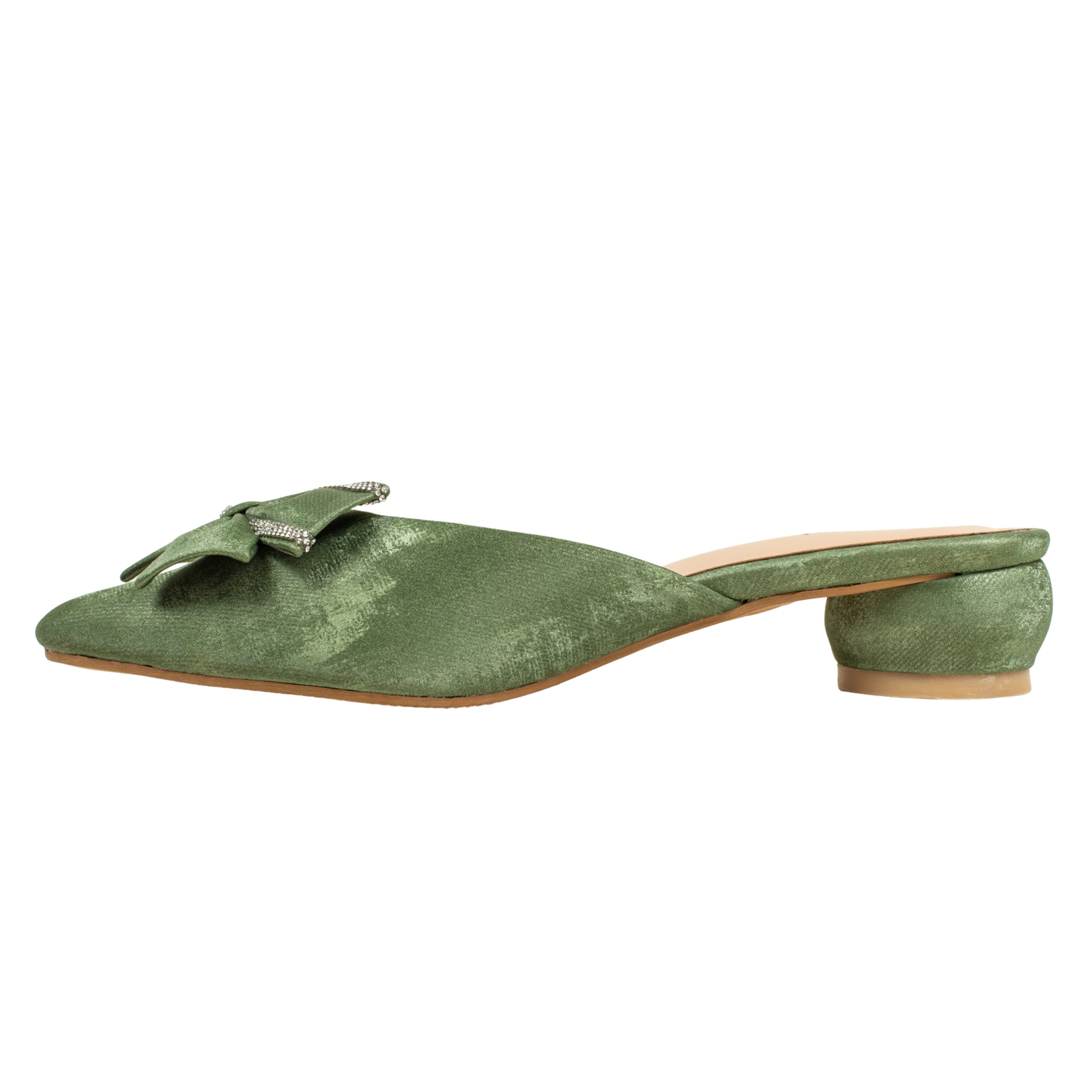 Ladies Green Slip-On Low-Heel Mule