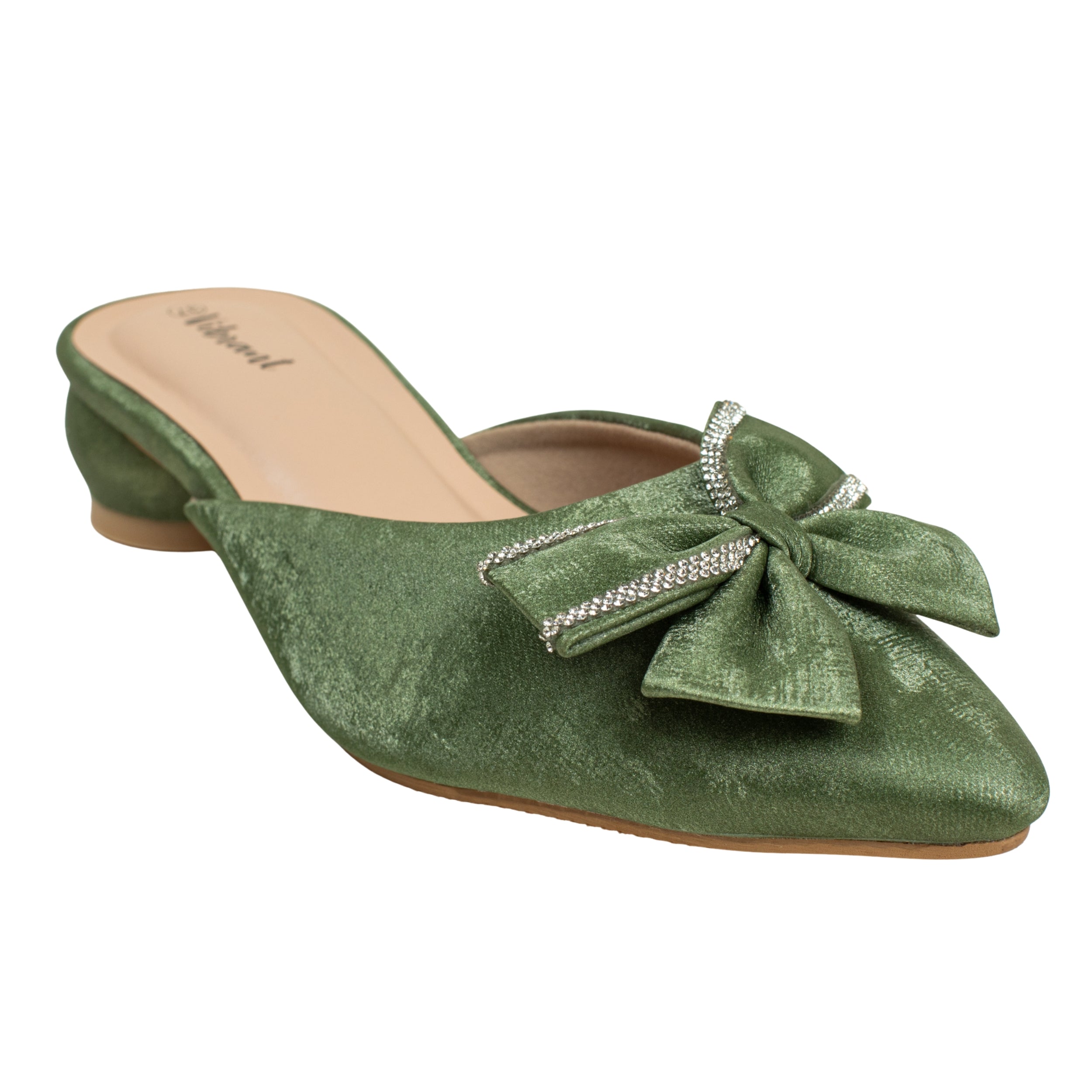 Ladies Green Slip-On Low-Heel Mule