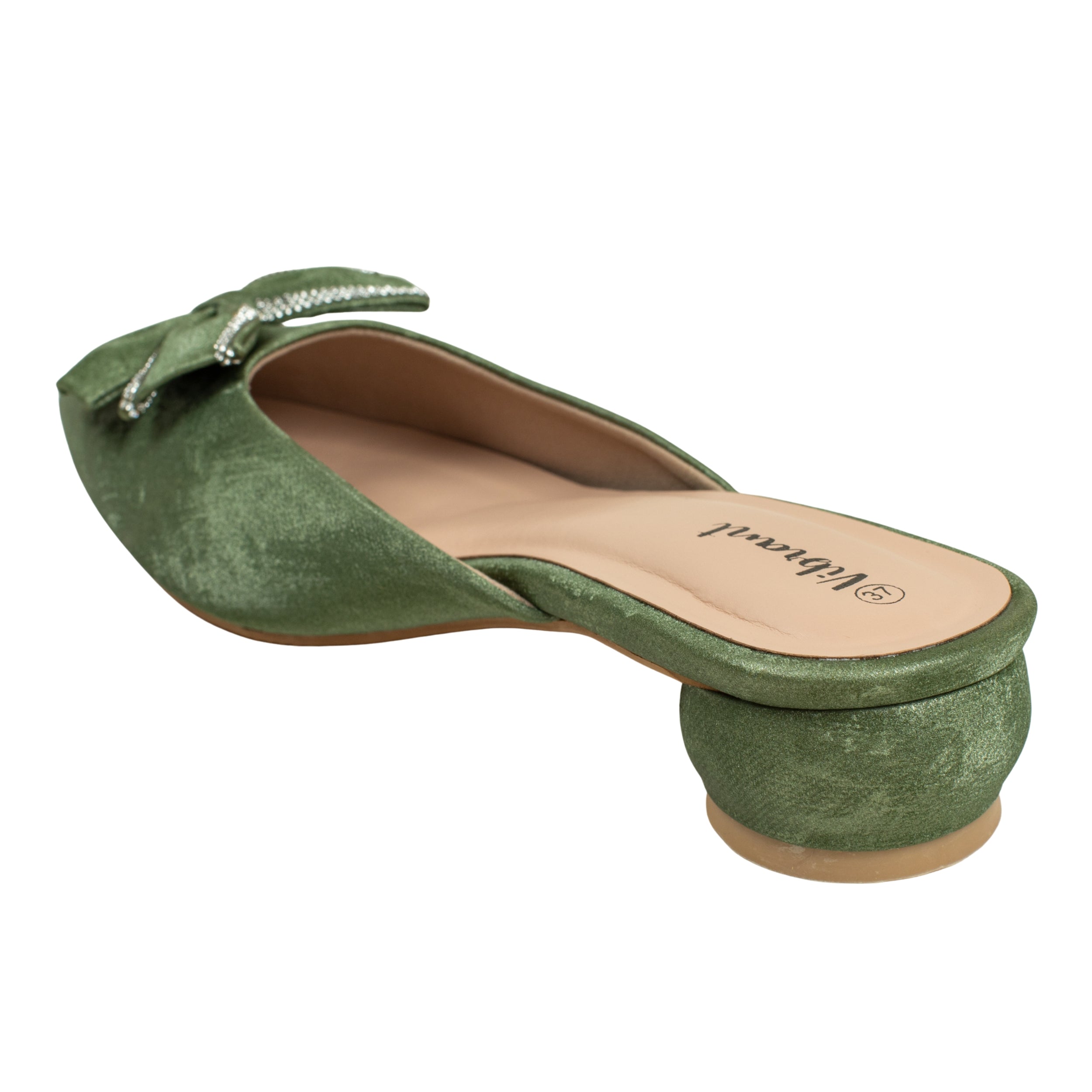 Ladies Green Slip-On Low-Heel Mule
