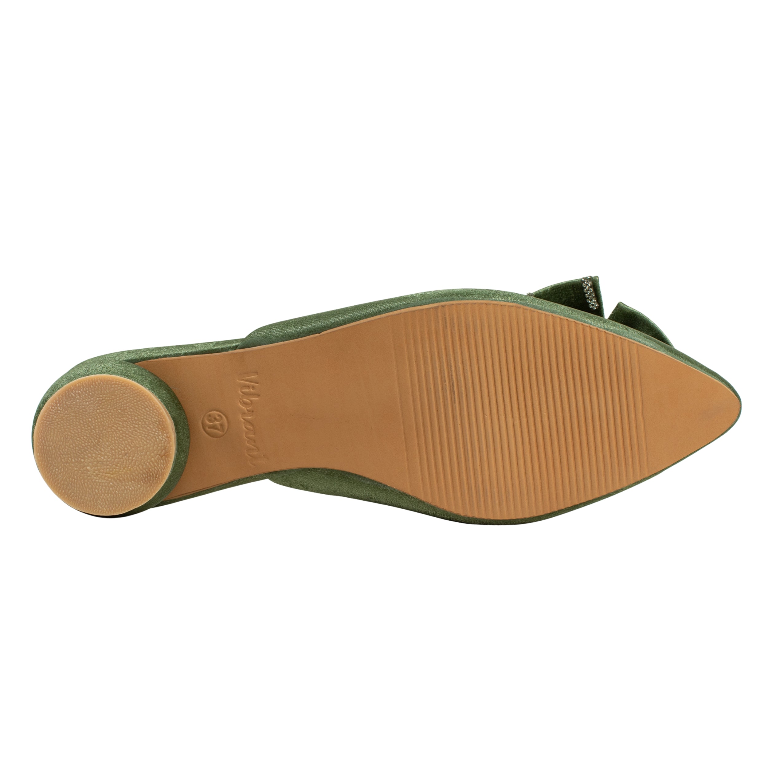 Ladies Green Slip-On Low-Heel Mule