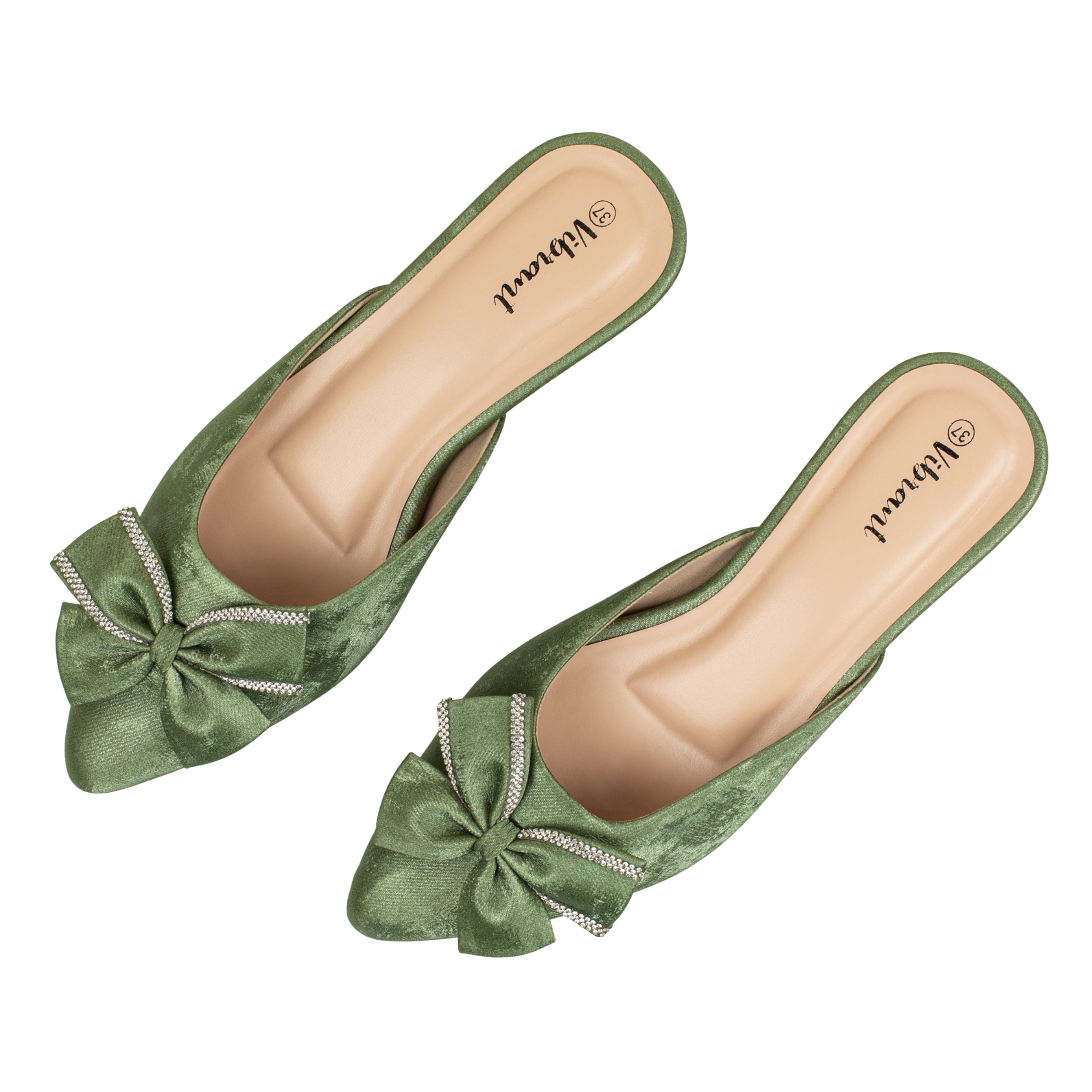 Ladies Green Slip-On Low-Heel Mule