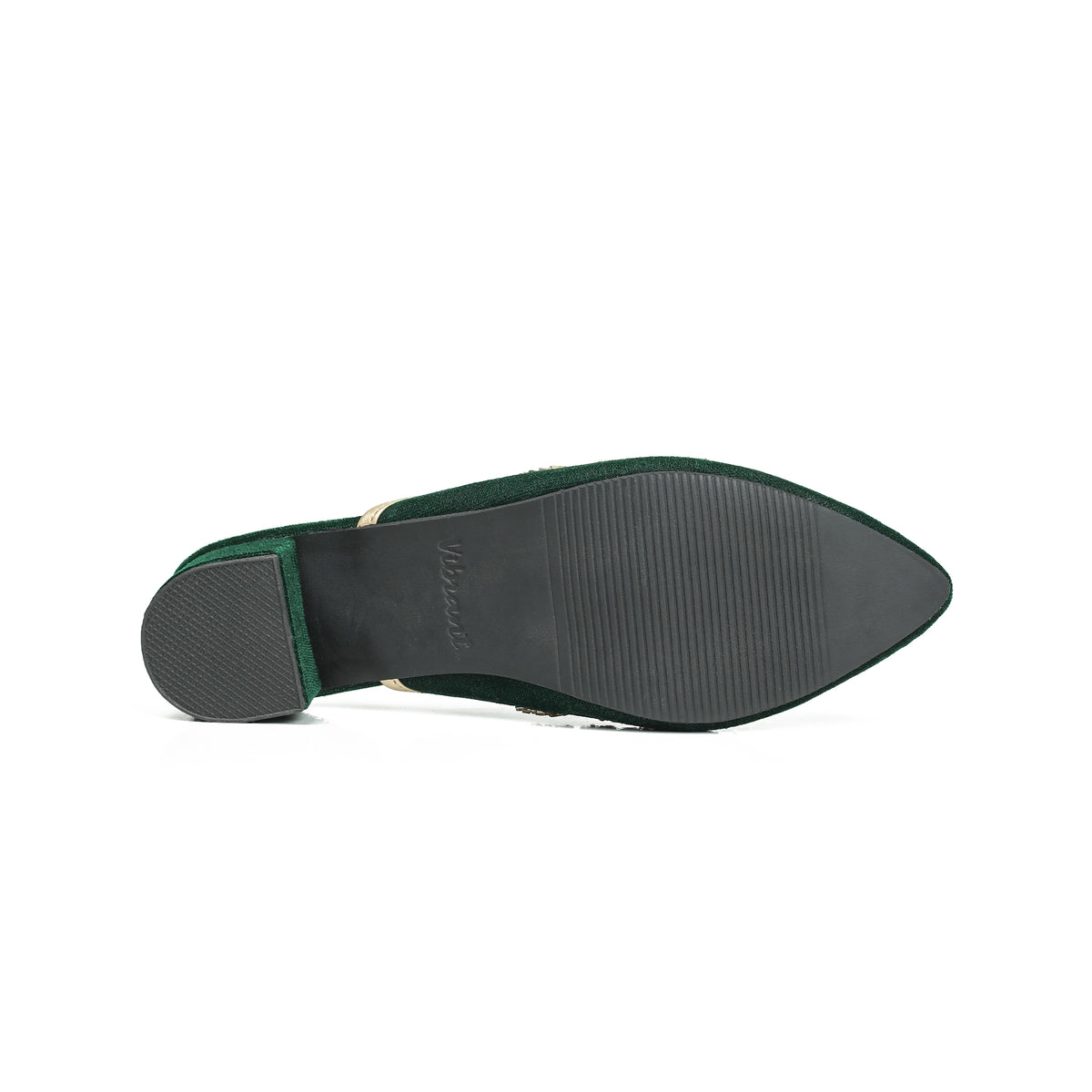 Vibrant Women's Green Embroidered Velvet Block Heel Sandal – Stylish & Comfortable Party Wear Shoes - Vibrantbd.com
