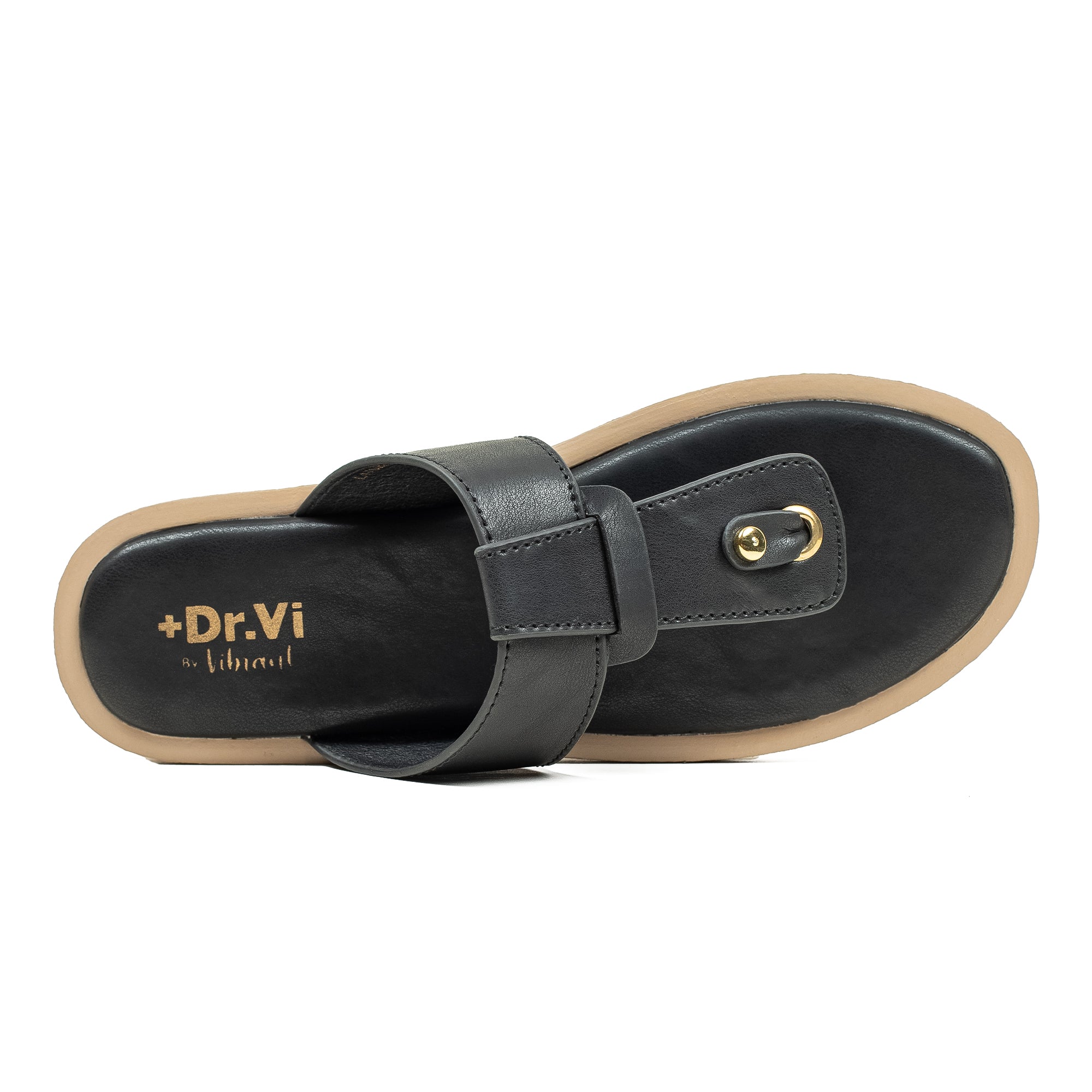 Ladies Dr. Vi Ultimate Comfort Black Sandal | Stylish PU Upper with TPR Outsole and Cushioned Insole