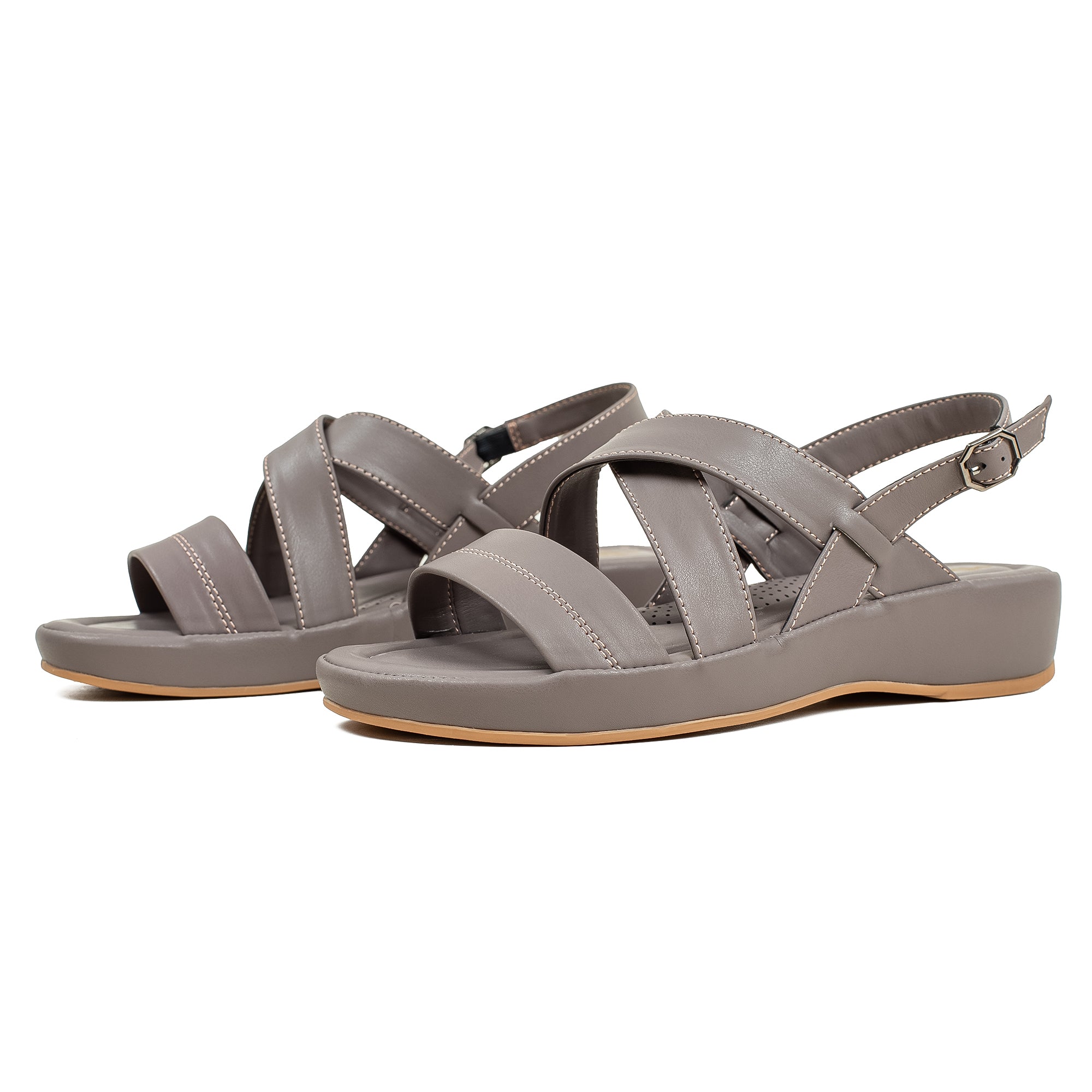 Ladies Ultra Comfort Mauve Cross-Strap Wedge Sandal with Cushioned Sole - Dr. Vi Perfect for Everyday Wear