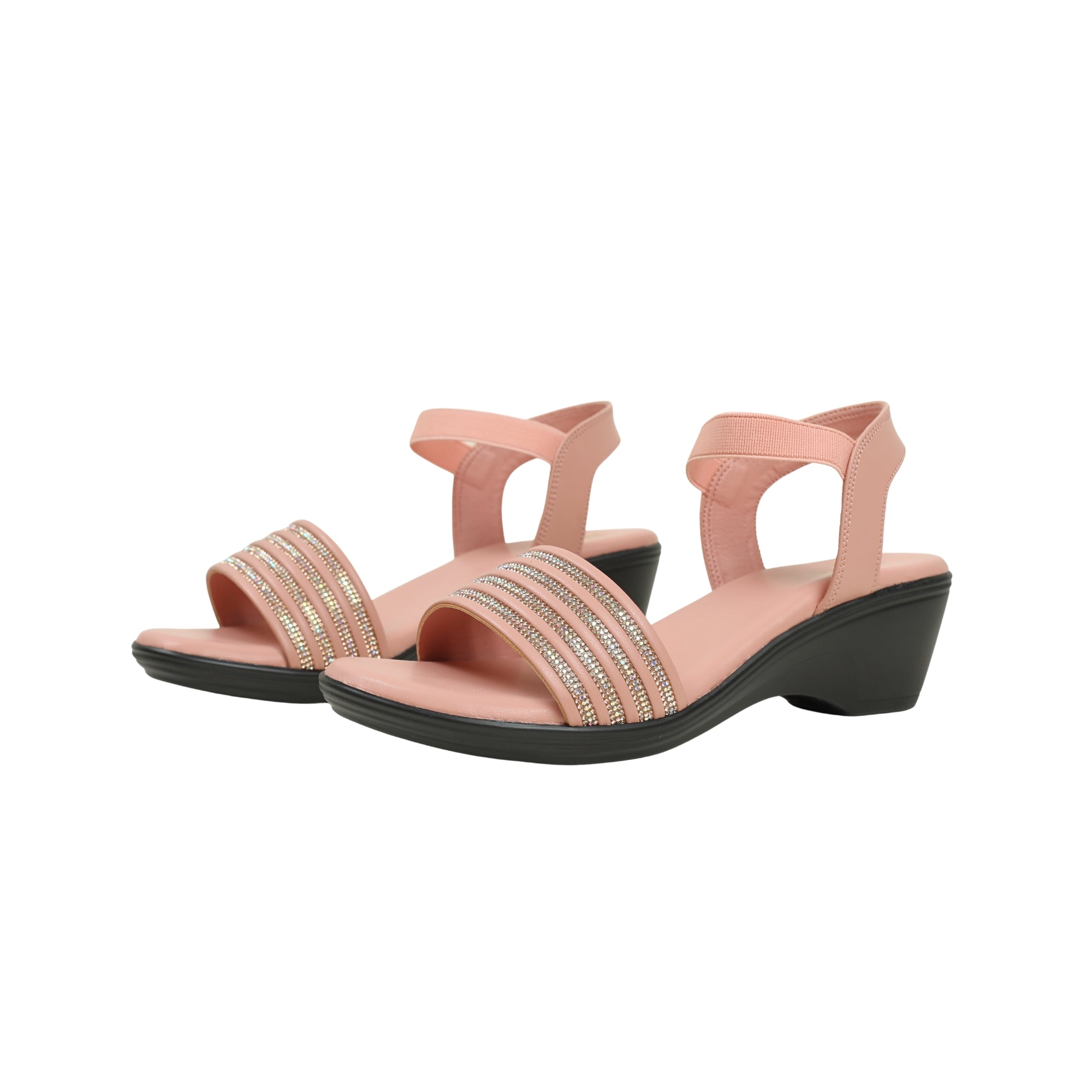 Vibrant Ladies Peach Wedge Heel Sandal – Elegant & Comfortable PU Leather Footwear - Vibrantbd.com